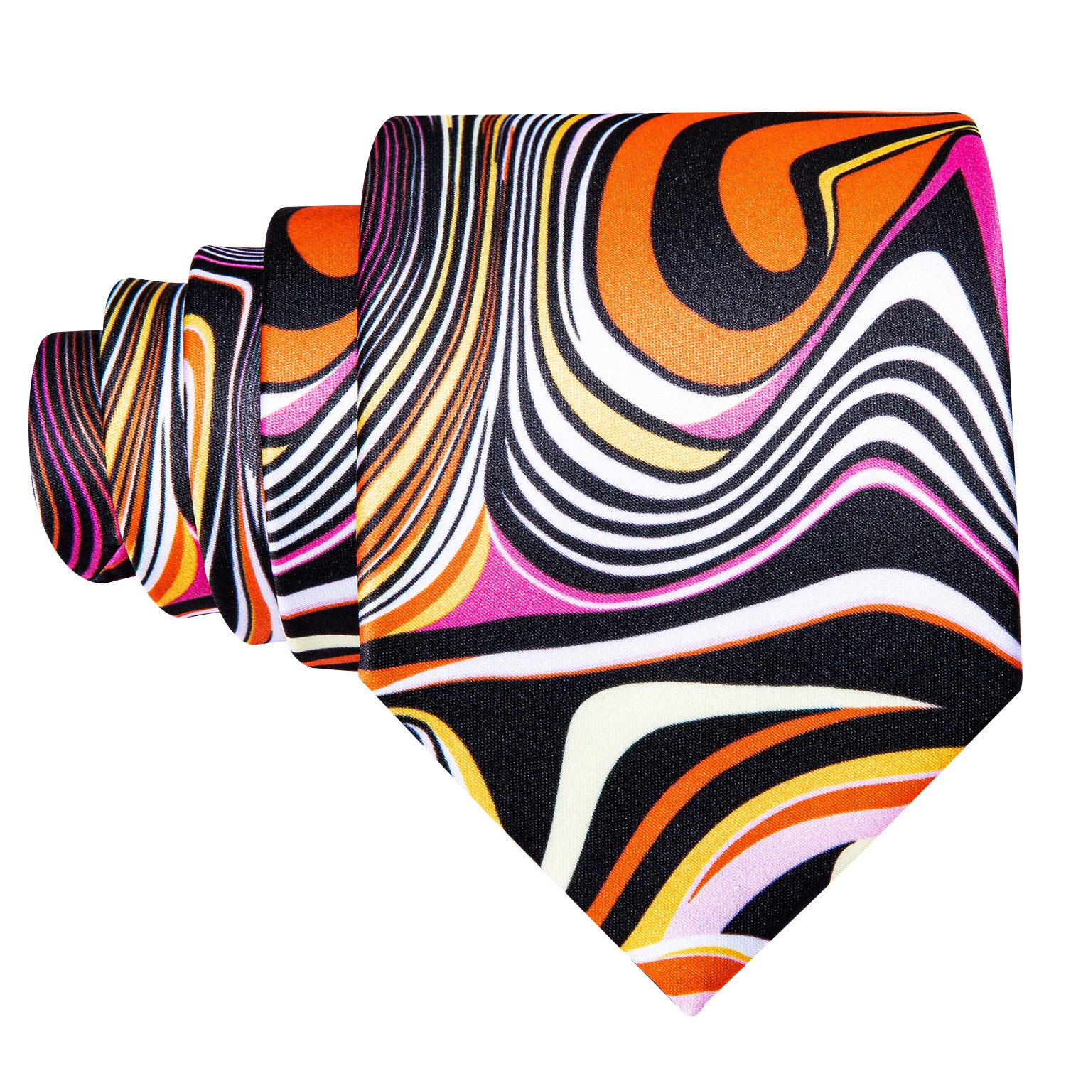 Balck suit blazer with white lines orange novelty men's necktie 