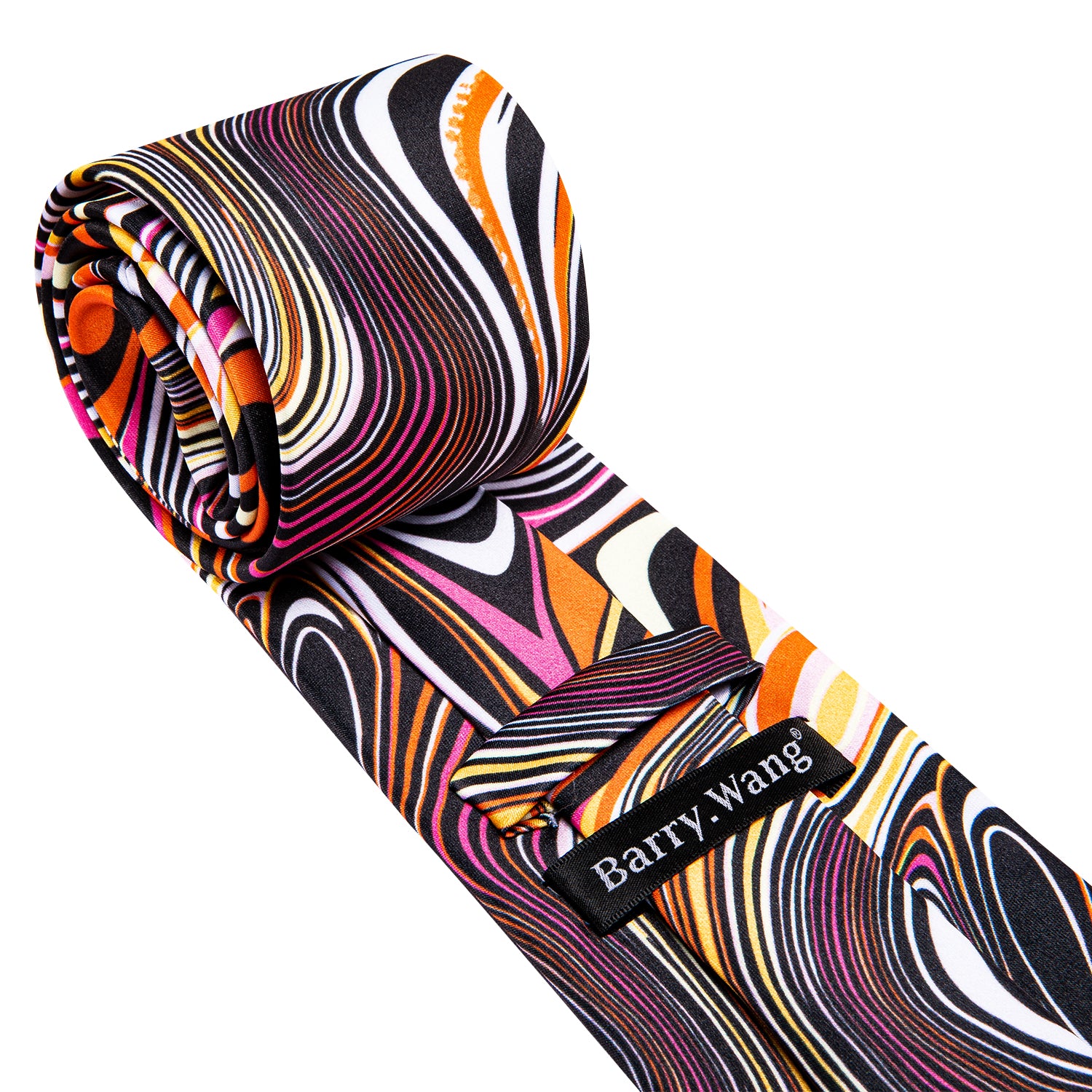 Black Orange Novelty Silk Tie Hanky Cufflinks Set