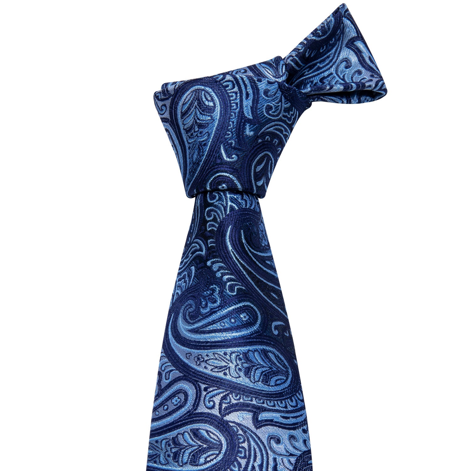 Barry.wang Blue Tie Awesome Paisley Men's Tie Handkerchief Cufflinks Set