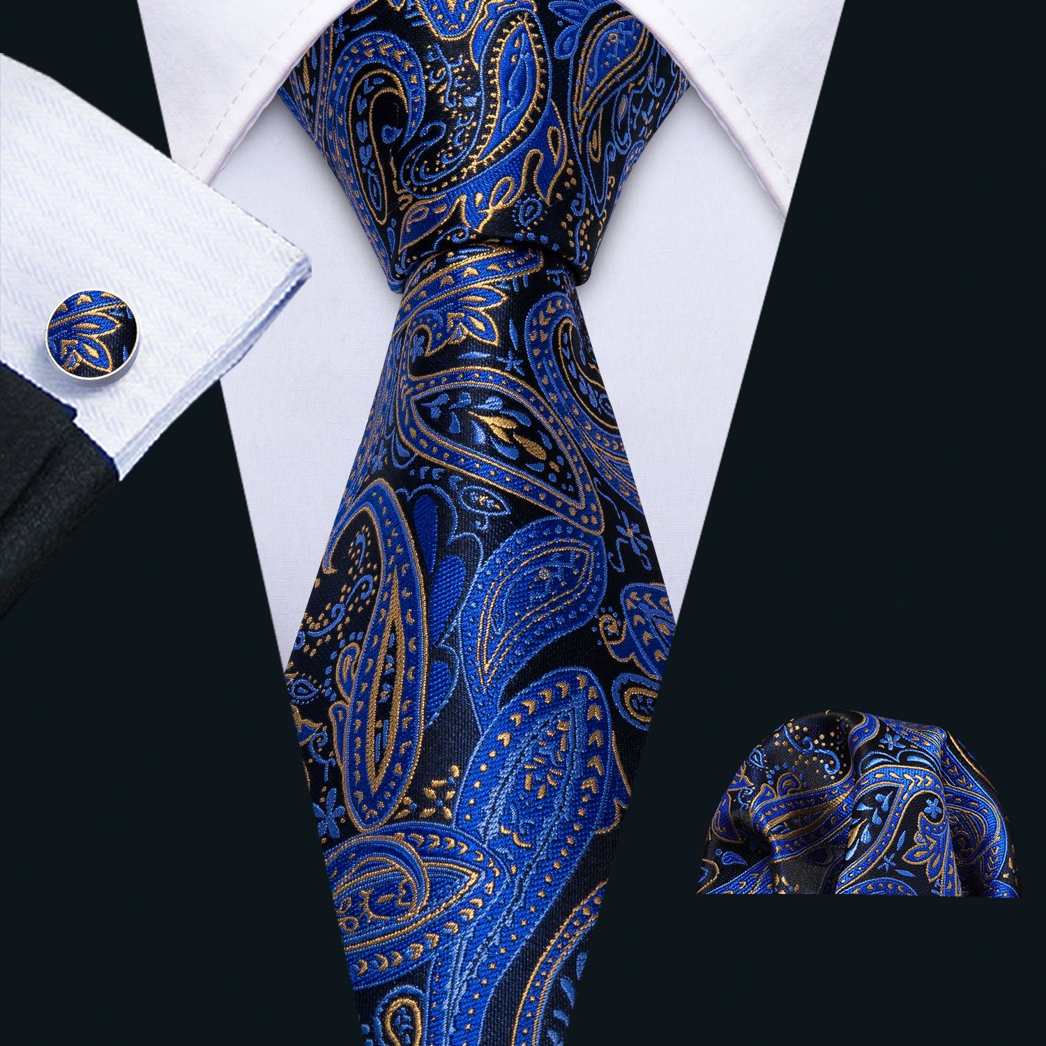 blue skinny tie Paisley Necktie blue suit necktie 