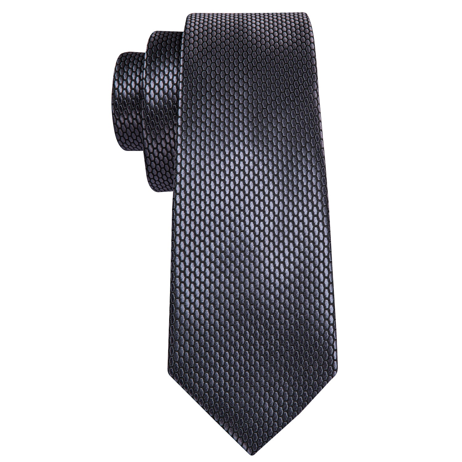 Grey Geometric Tie Pocket Square Cufflinks Set