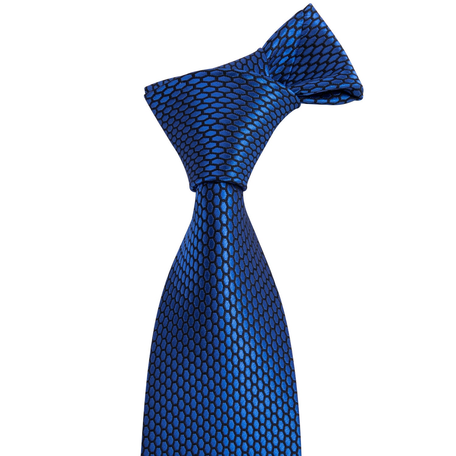 Navy-Blue Geometric Polka Dot Tie Pocket Square Cufflinks Set