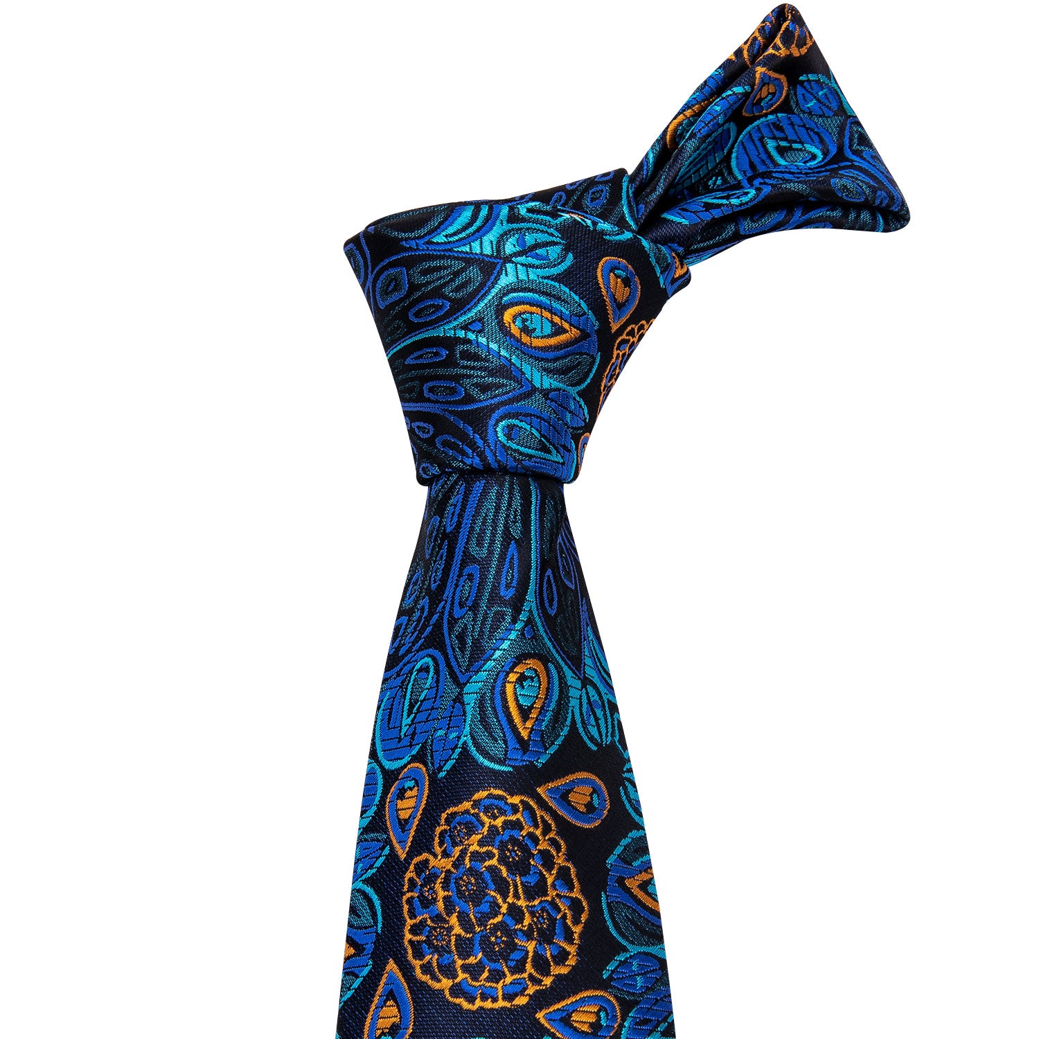 Fantastic Blue Floral Tie Pocket Square Cufflinks Set