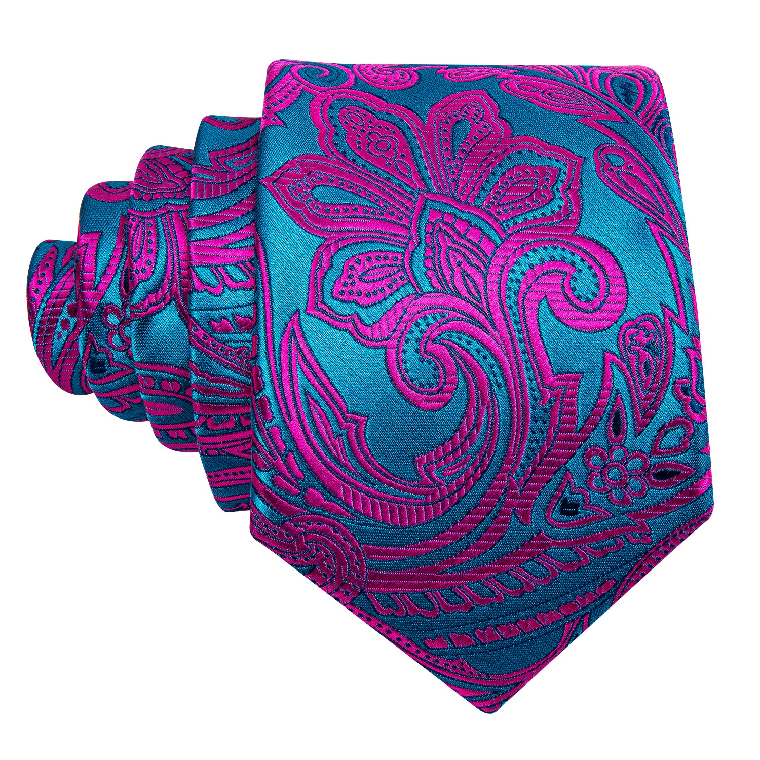 Red Blue Paisley Tie Pocket Square Cufflinks Gift Box Set