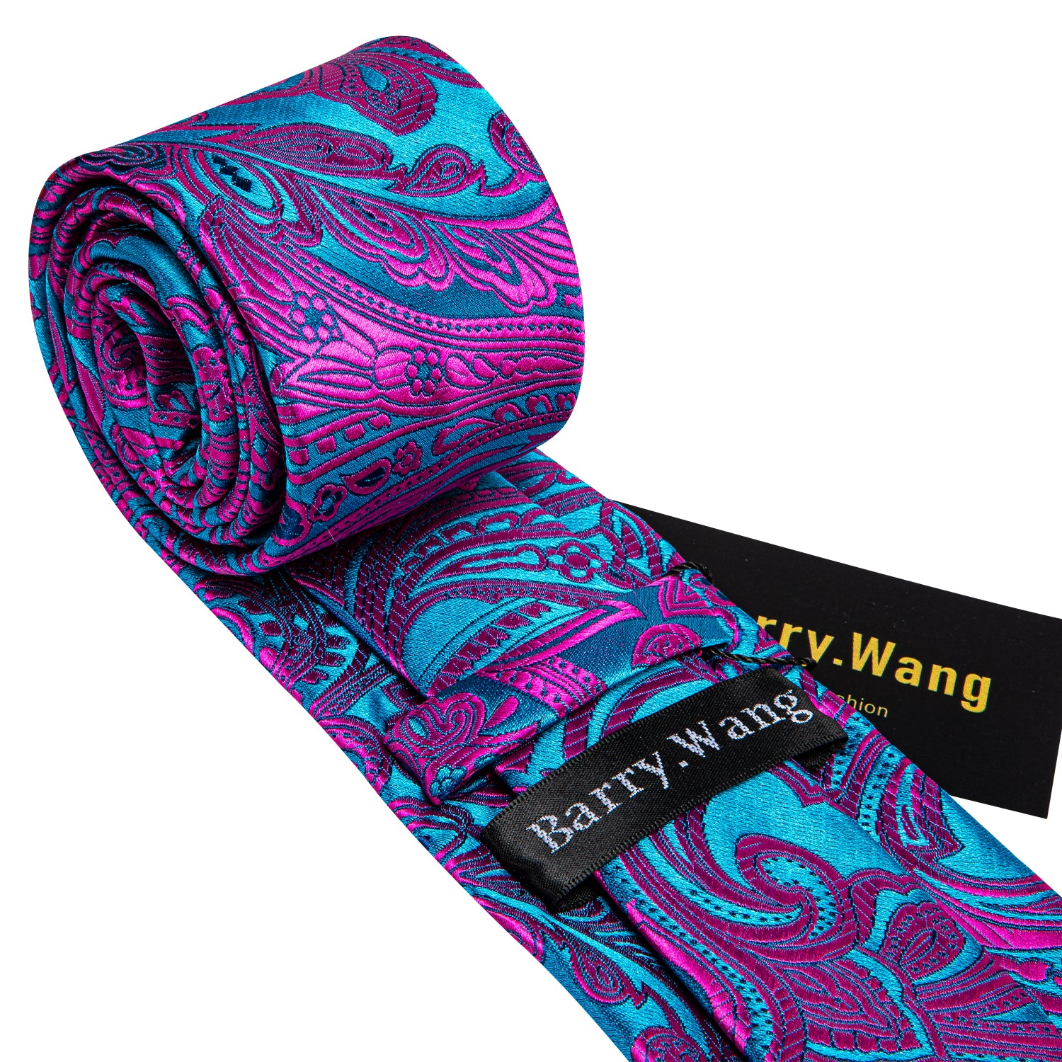 Barry.wang Blue Tie Red Paisley Tie Pocket Square Cufflinks Gift Box Set