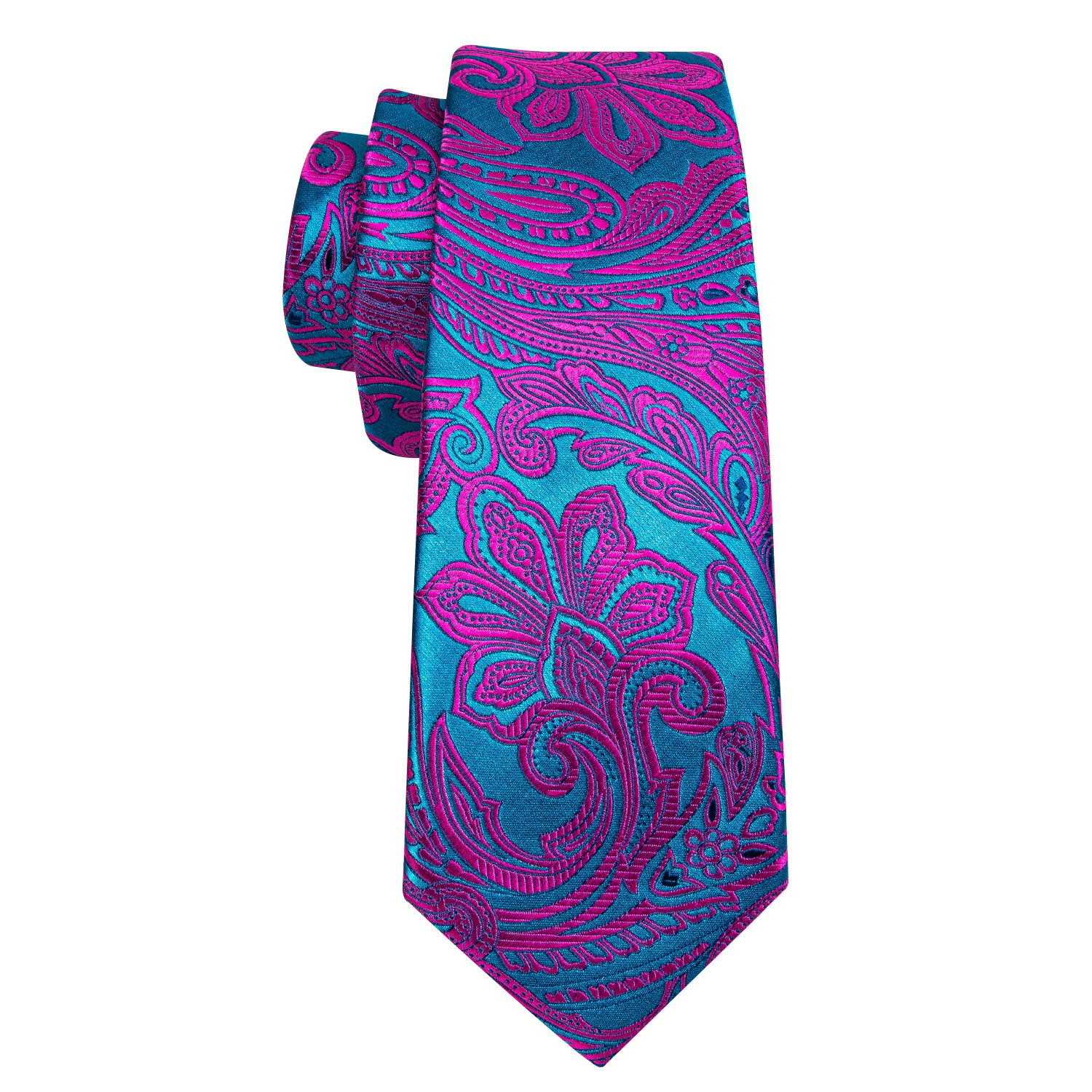 Purple Mens Necktie Paisley Tie Pocket Square Cufflinks Set