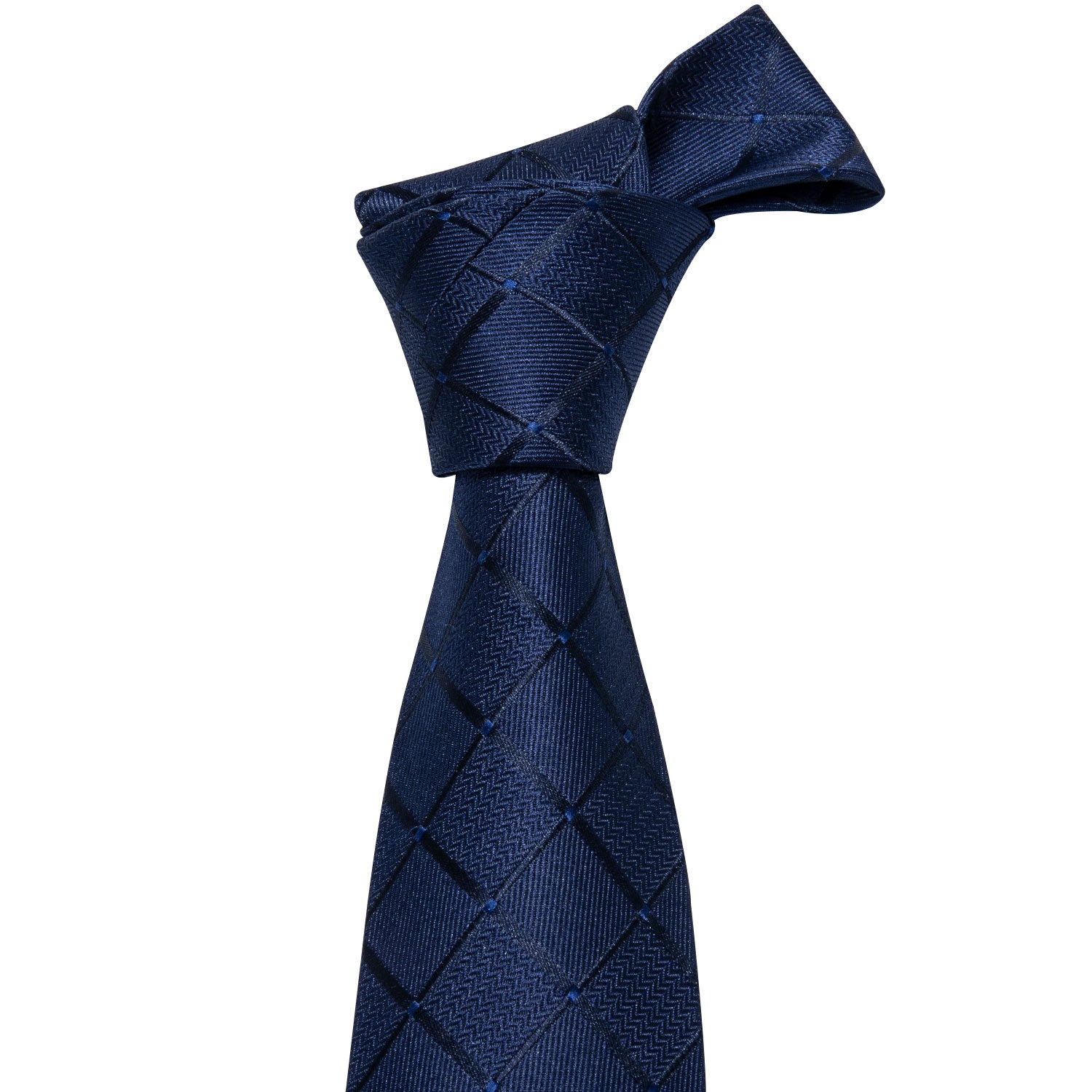  Fantastic Blue Necktie Plaid Tie Handkerchief Cufflinks Set