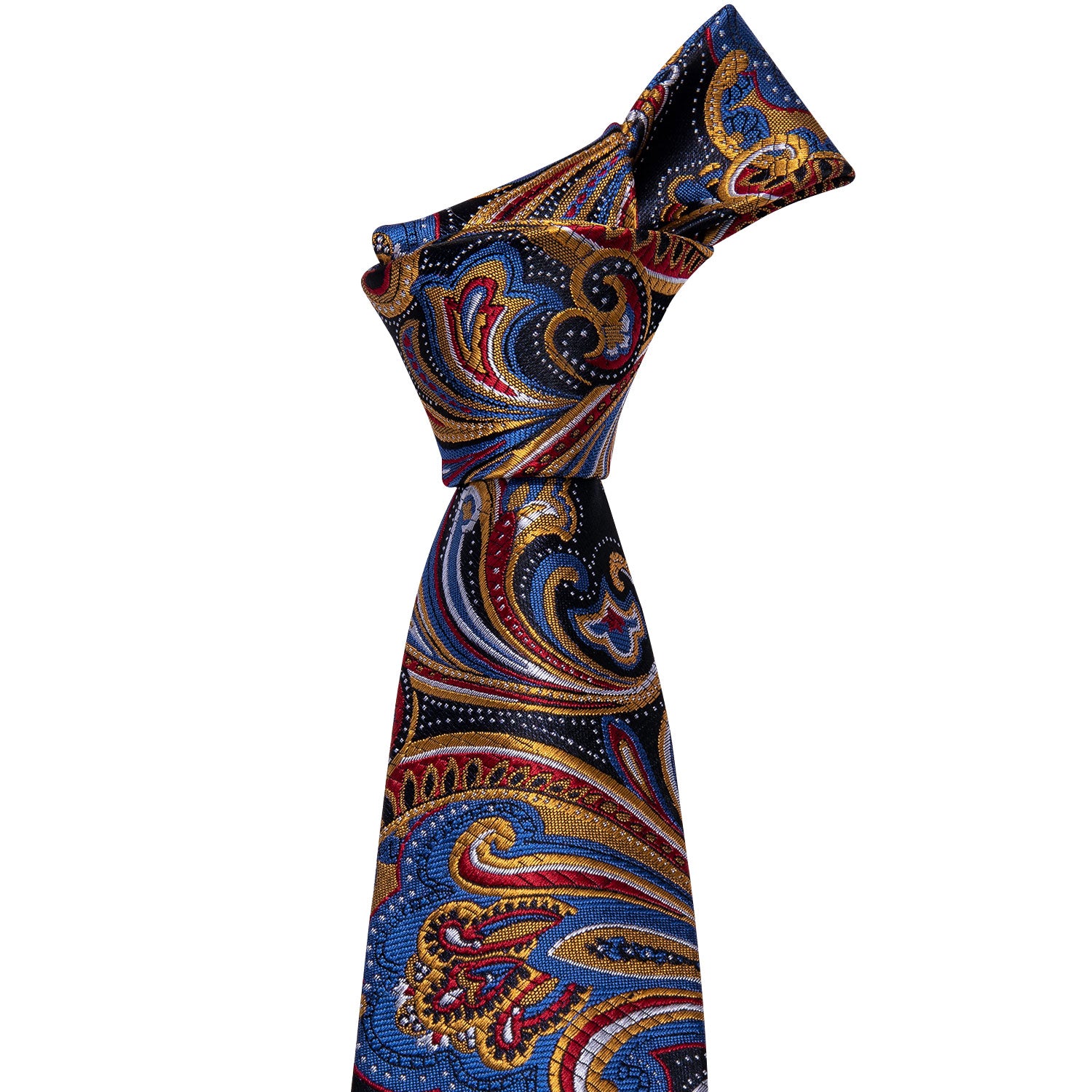 red yellow blue paisley necktie 