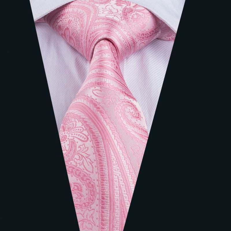 Pink Paisley Tie Hanky Cufflinks Gift Box Set