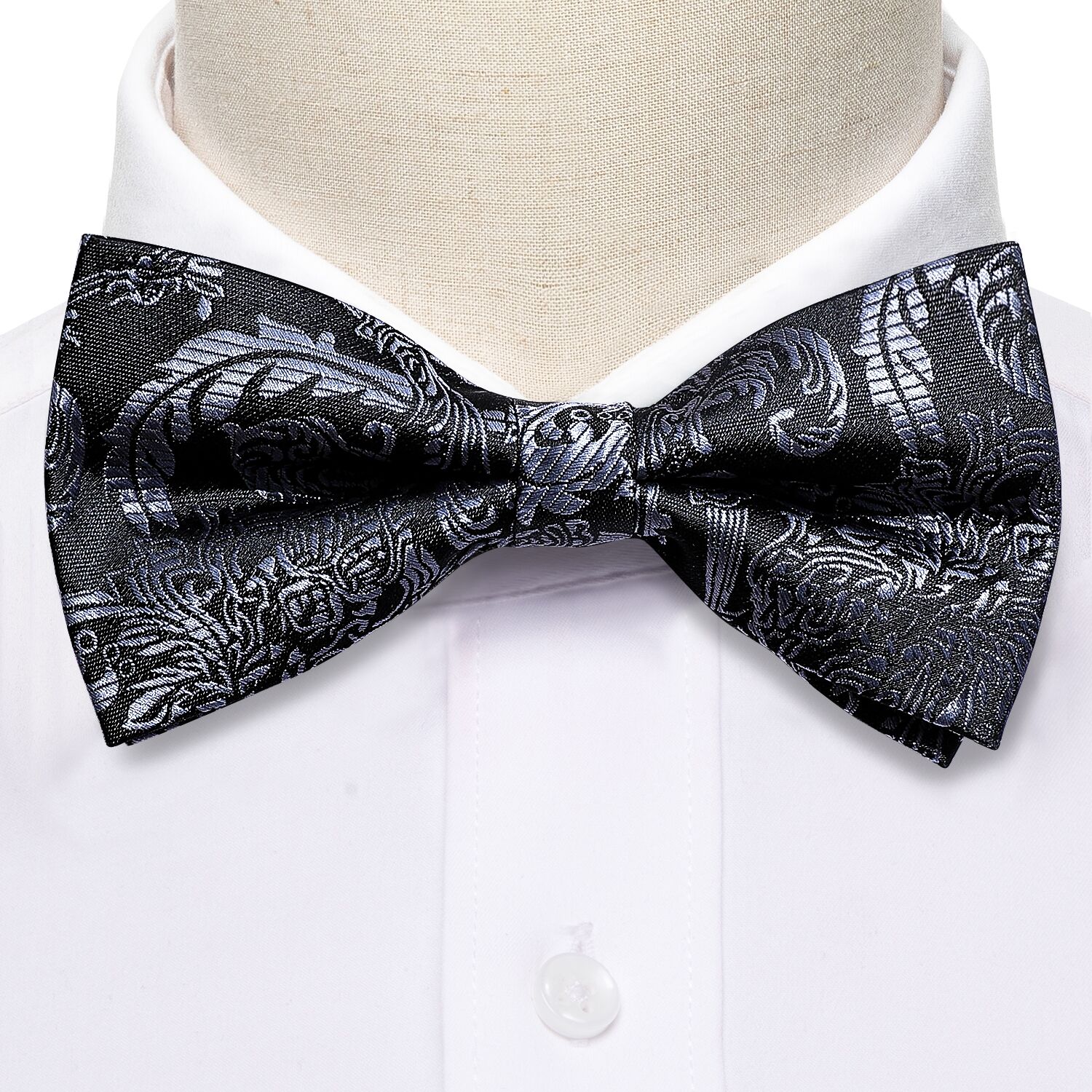 black and silver bow tie