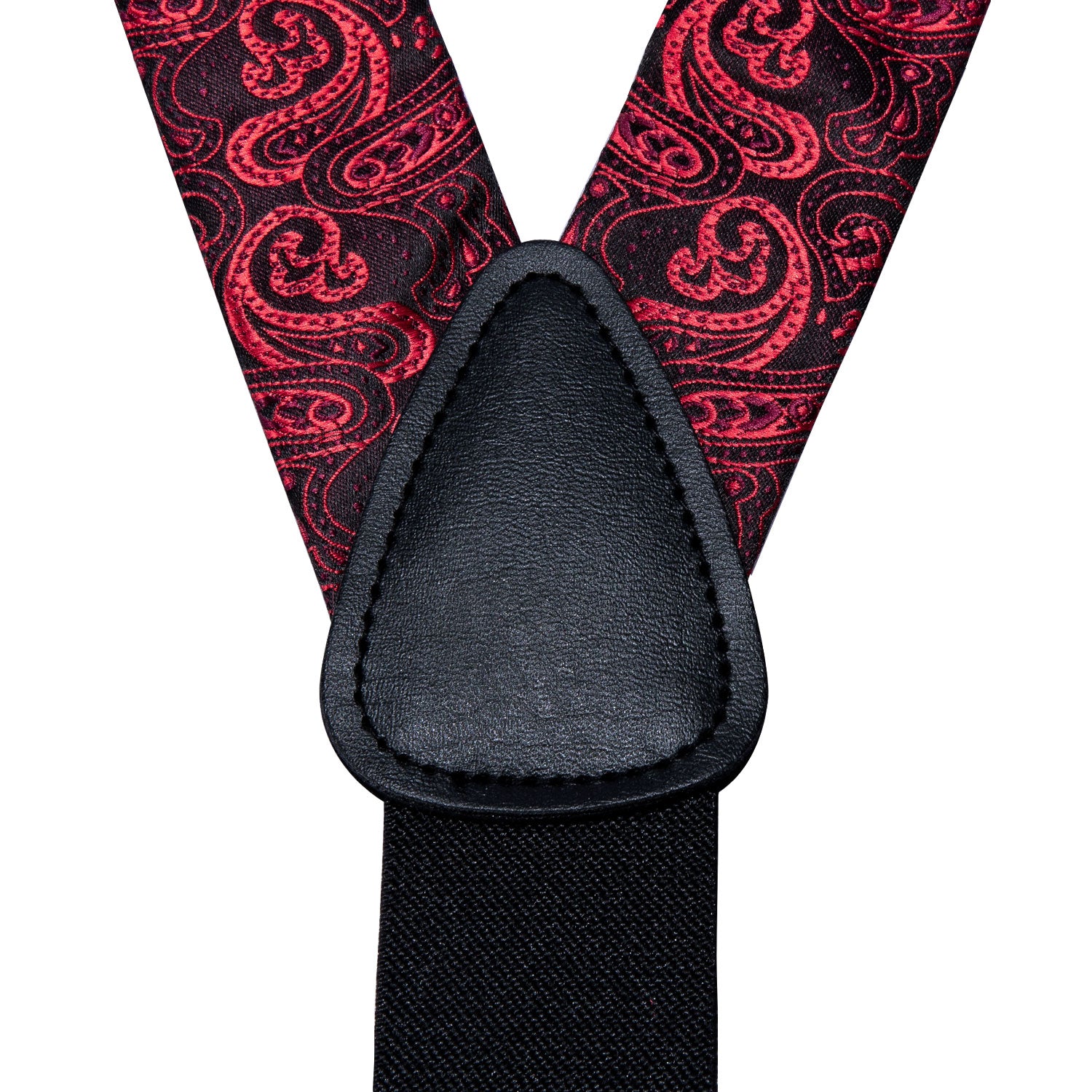 Red Floral Y Back Adjustable Bow Tie Suspenders Set