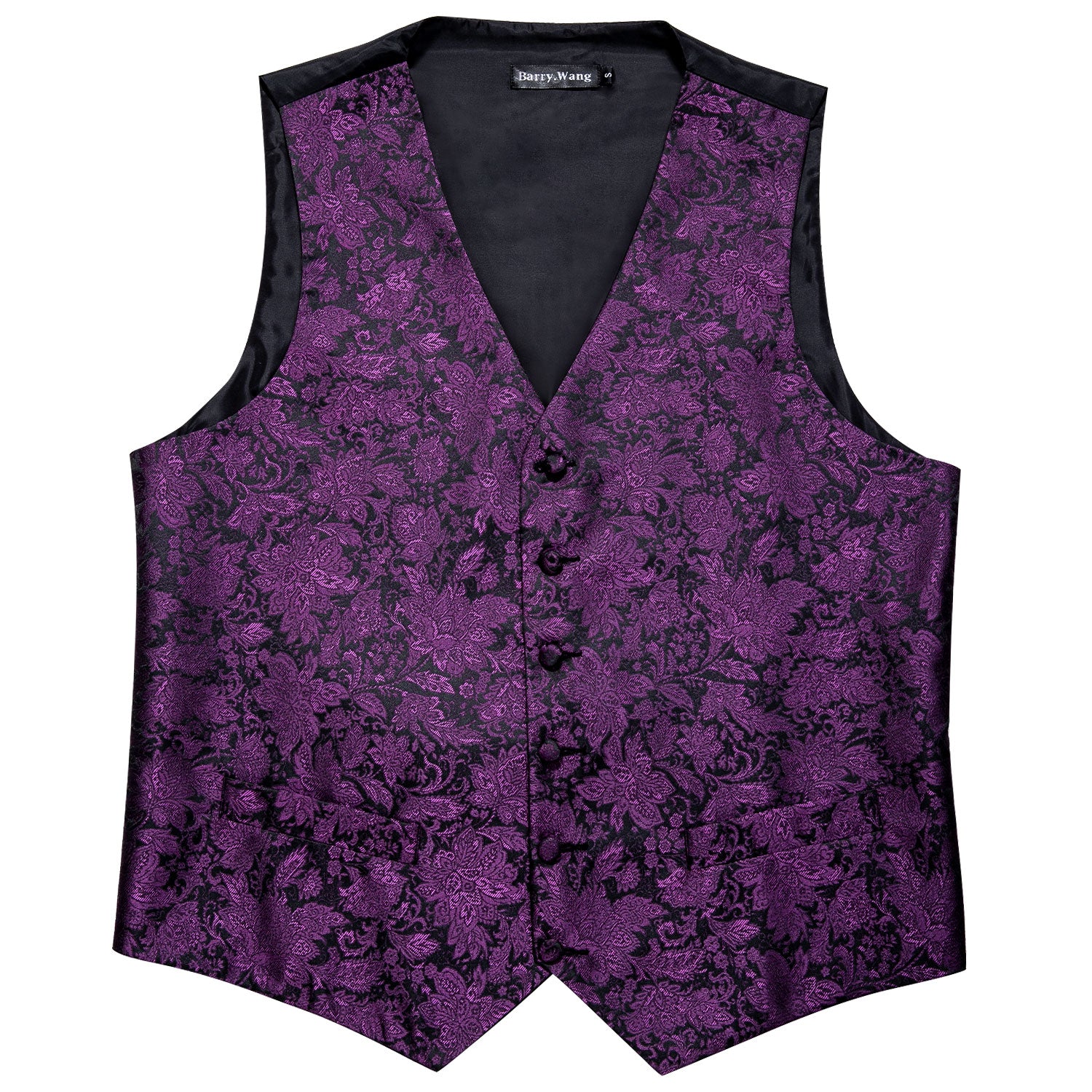 Barry Wang purple vest Men's Purple Floral Silk Vest Necktie Set for Men