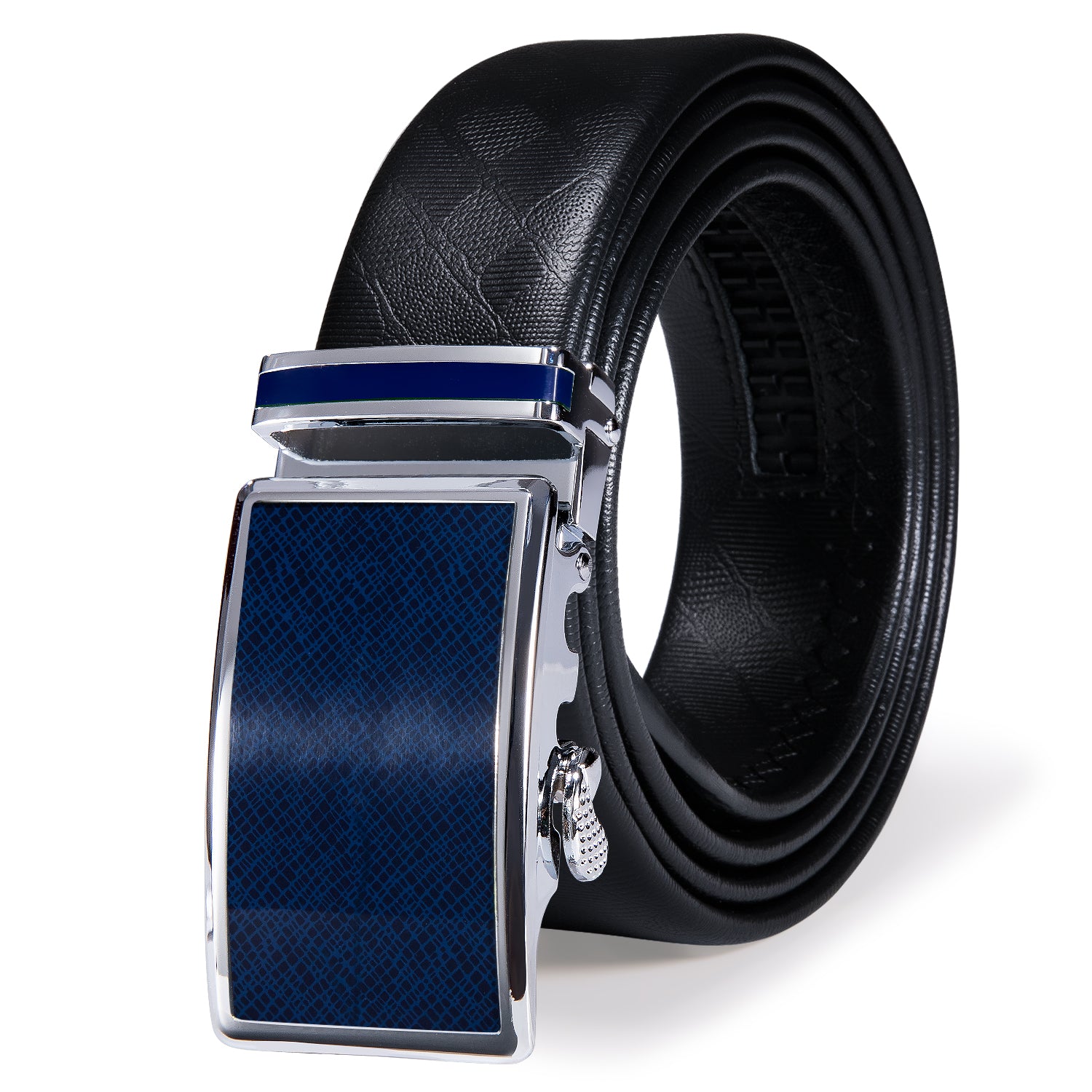 New Blue Metal Buckle Genuine Leather Belt 110cm-160cm