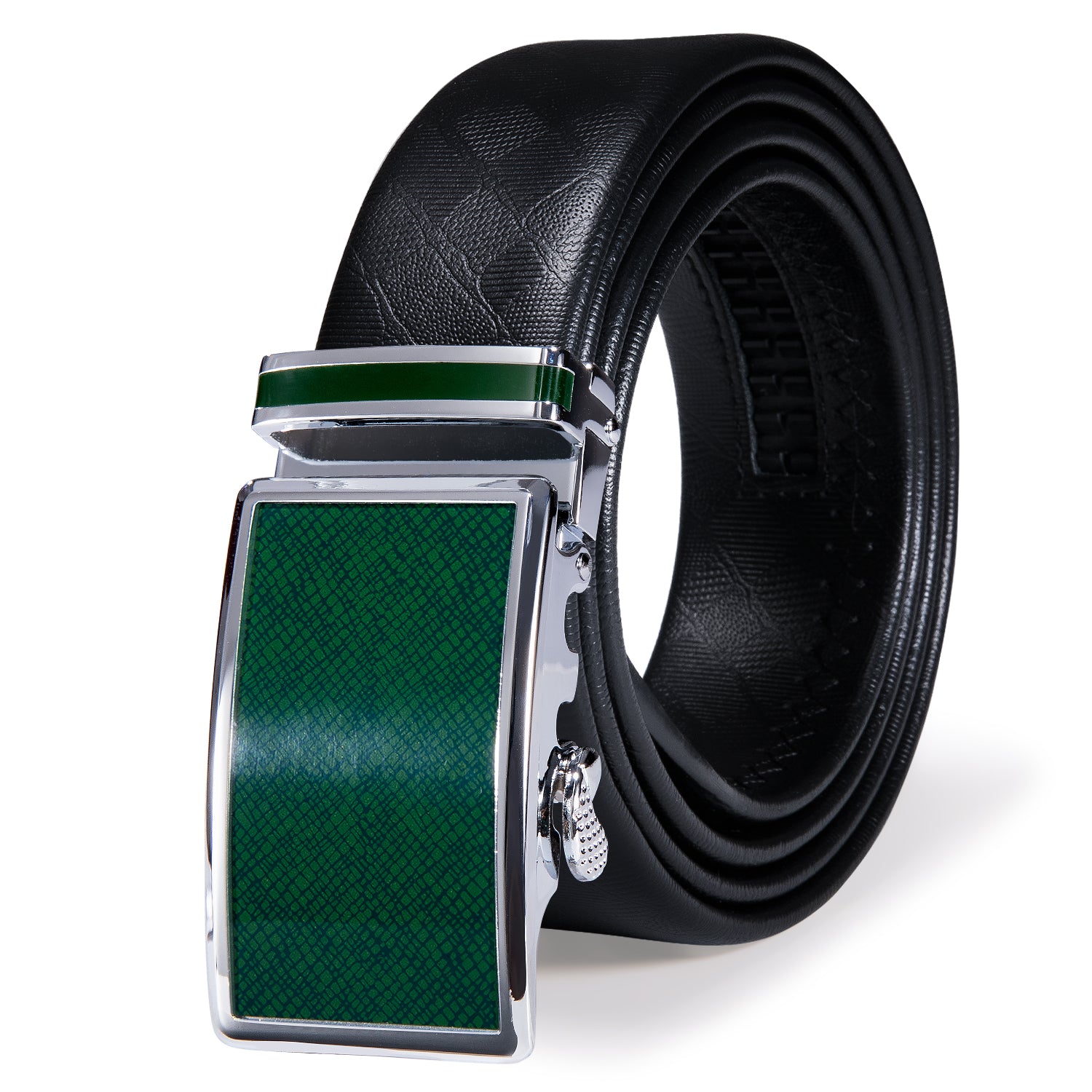 Luxury Green Plaid Metal Buckle Genuine Leather Belt 110cm-160cm