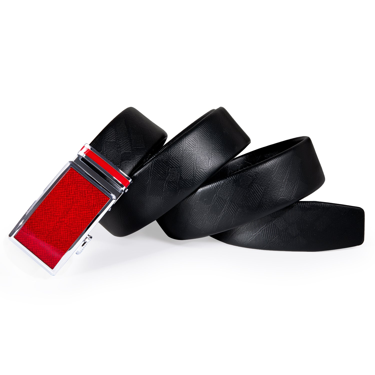 Luxury Red Plaid Metal Buckle Genuine Leather Belt 110cm-160cm, 120cm/47inch