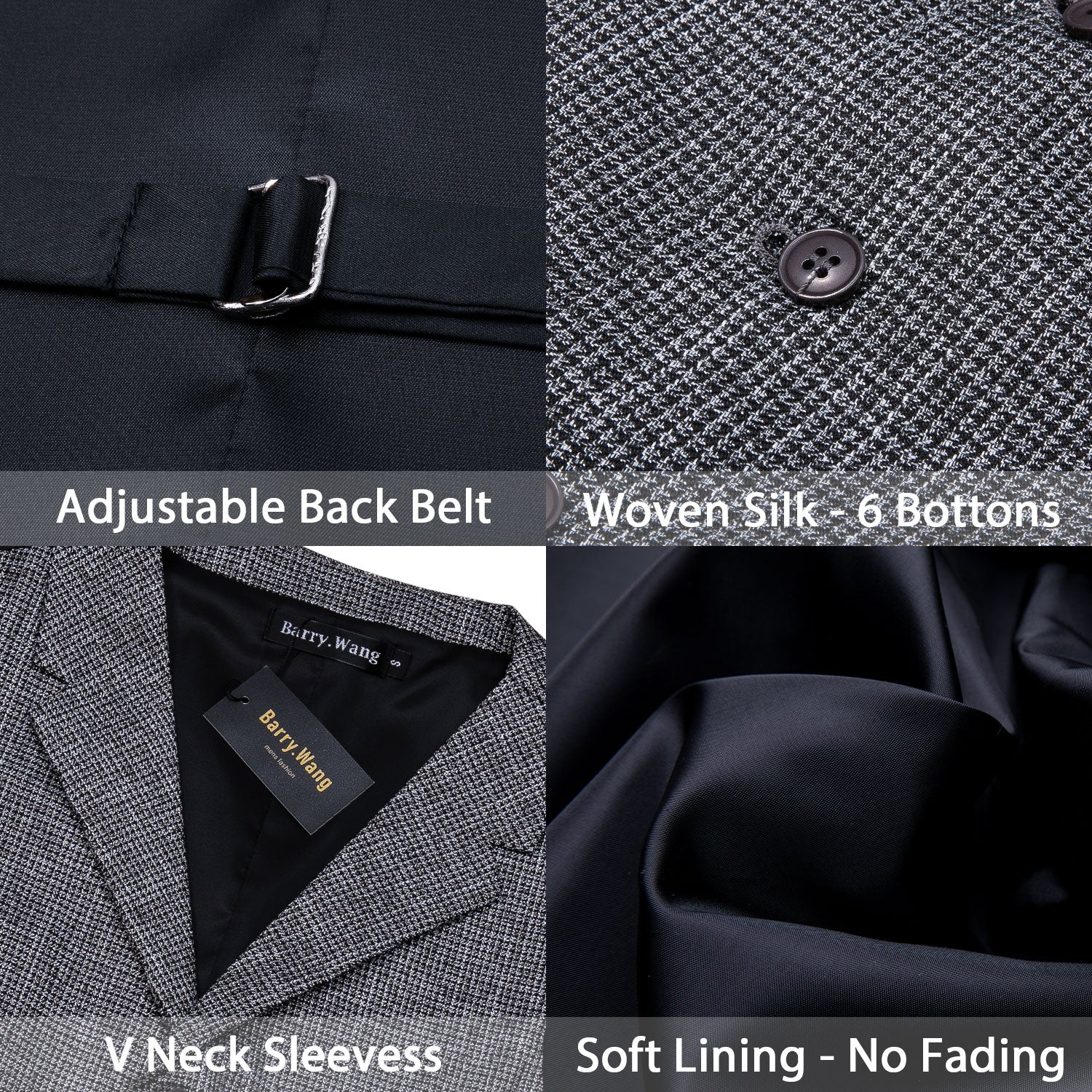 Luxury Men's Novelty Grey Dogstooth Silk Vest