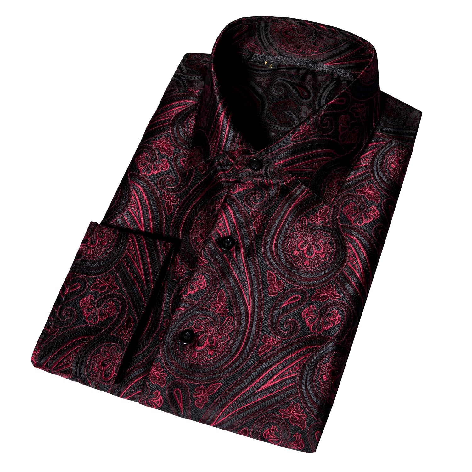 Barry. Wang Mens Western Shirt Silk Burgundy Paisley Long Sleeve Butto Barry. Wang Mens Western Shirt Silk Burgundy Paisley Long Sleeve Butto