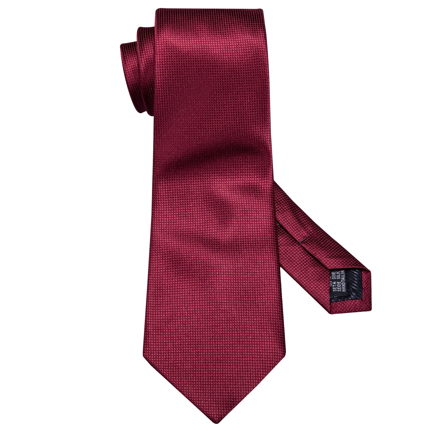 Red Solid Silk Men's Tie Pocket Square Cufflinks Set