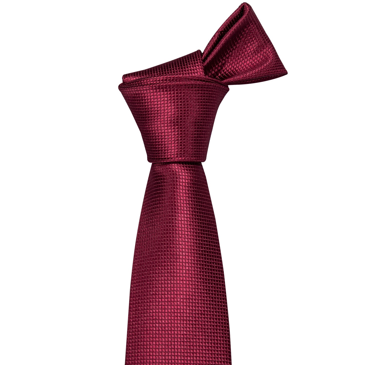Red Solid Silk Men's Tie Pocket Square Cufflinks Set