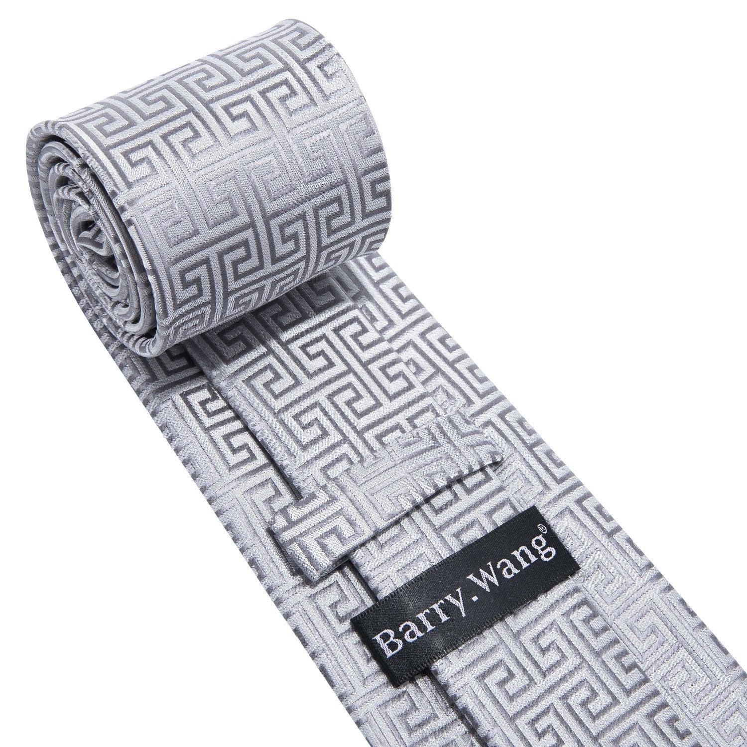  Sliver Plaid Silk Men's Tie Pocket Square Cufflinks Set