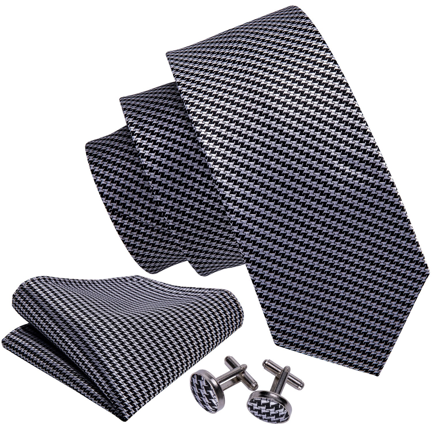 Office Tie Business Mens Necktie Handkerchief Cufflinks Set