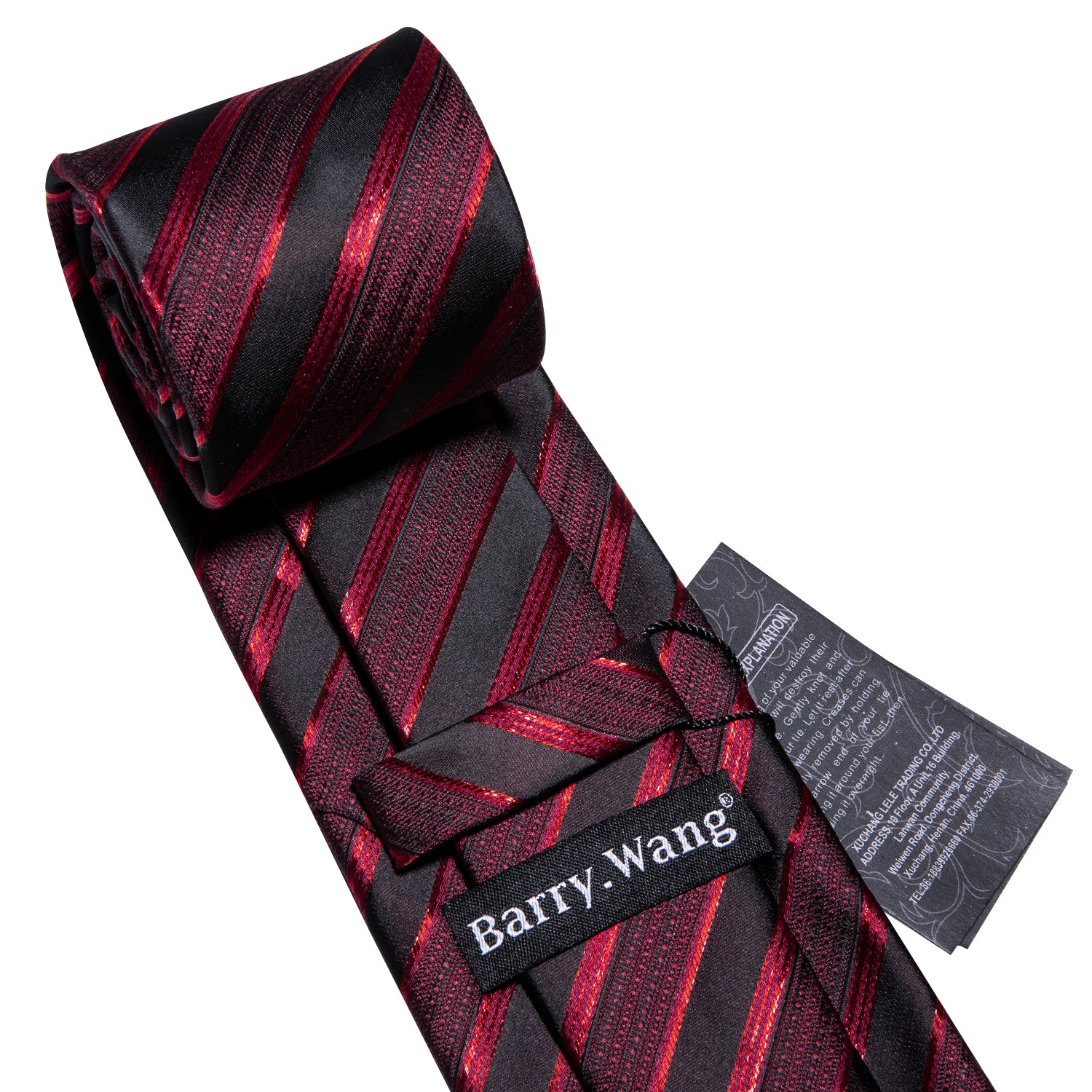 Red Stripe Tie Pocket Square Cufflinks Set