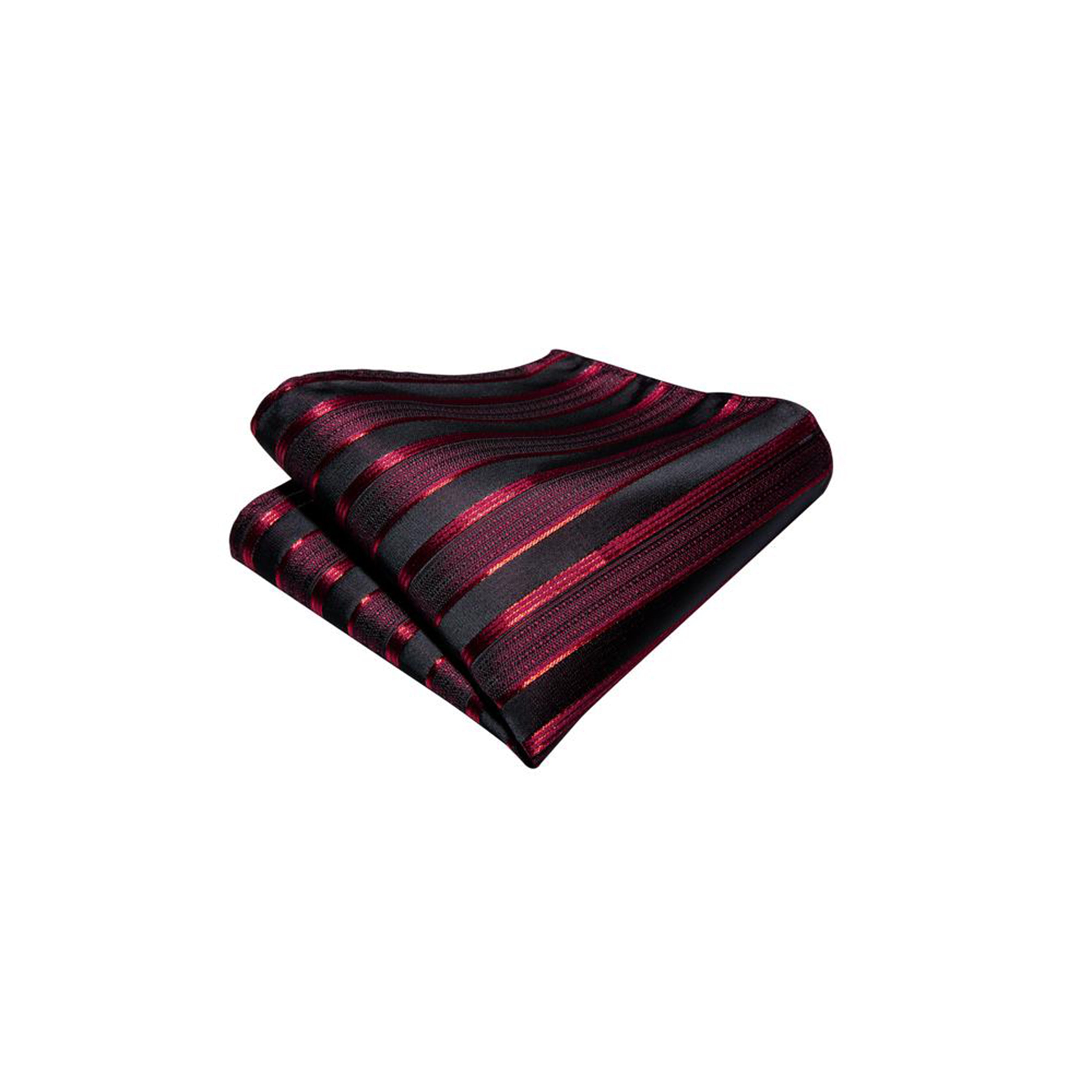 Burgundy Black Striped Silk Pocket Square