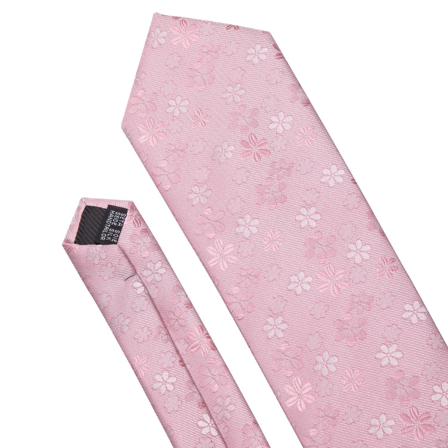 Pink Floral Silk Fabric Tie Hanky Cufflinks Set - barry-wang