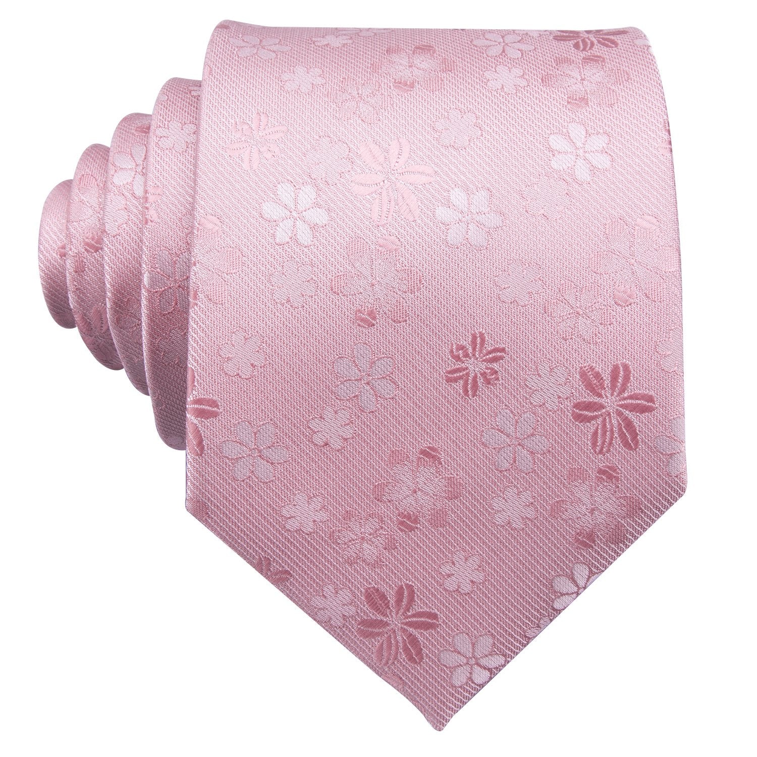 Pink Floral Silk Fabric Tie Hanky Cufflinks Set - barry-wang