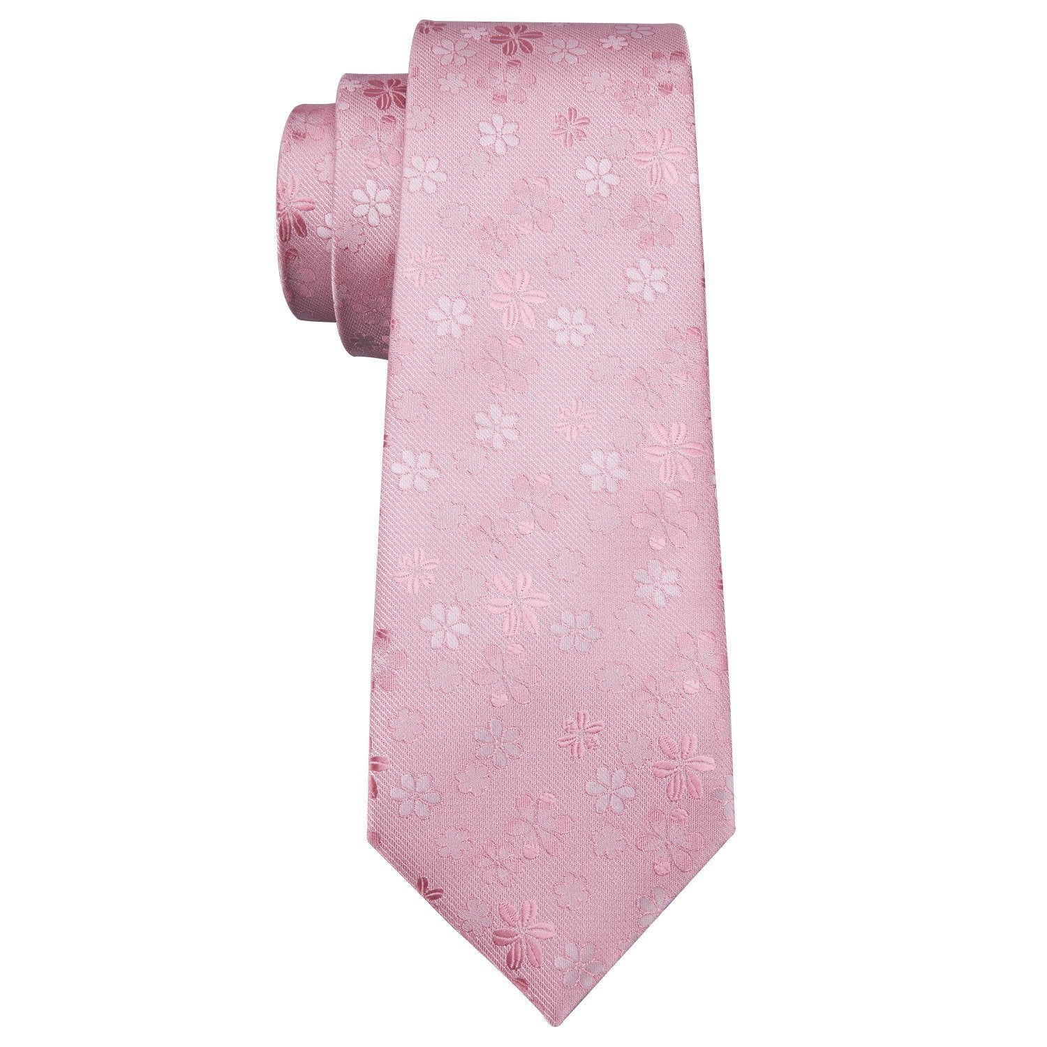 Pink Floral Silk Fabric Tie Hanky Cufflinks Set - barry-wang