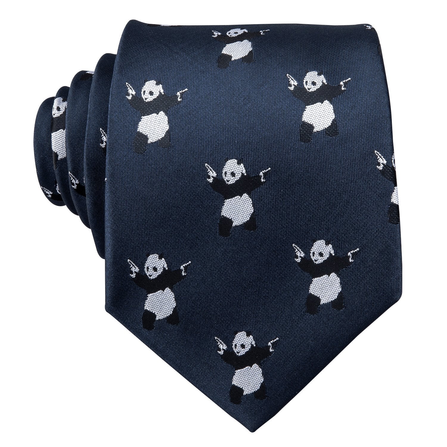 Blue Panda Novelty Silk Men's Tie Hanky Cufflinks Set - barry-wang