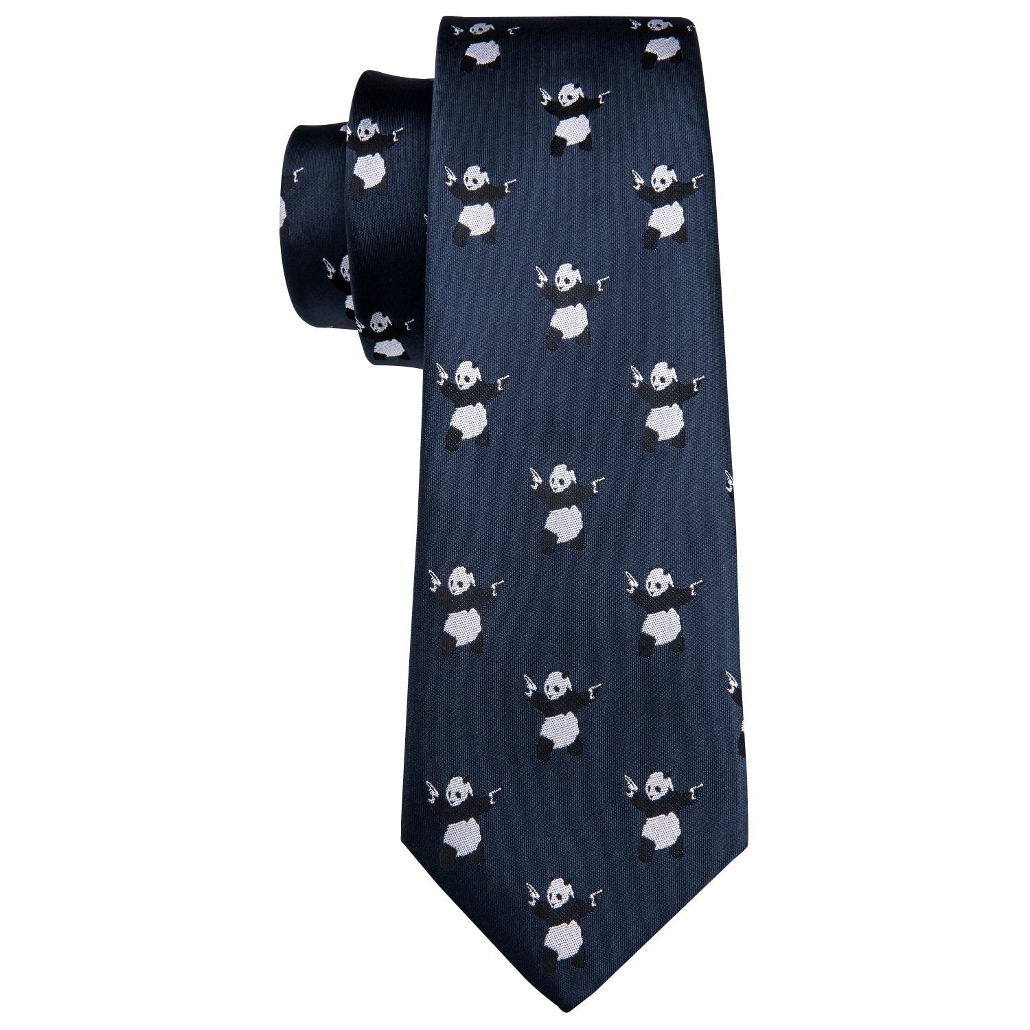 Blue Panda Novelty Silk Men's Tie Hanky Cufflinks Set - barry-wang