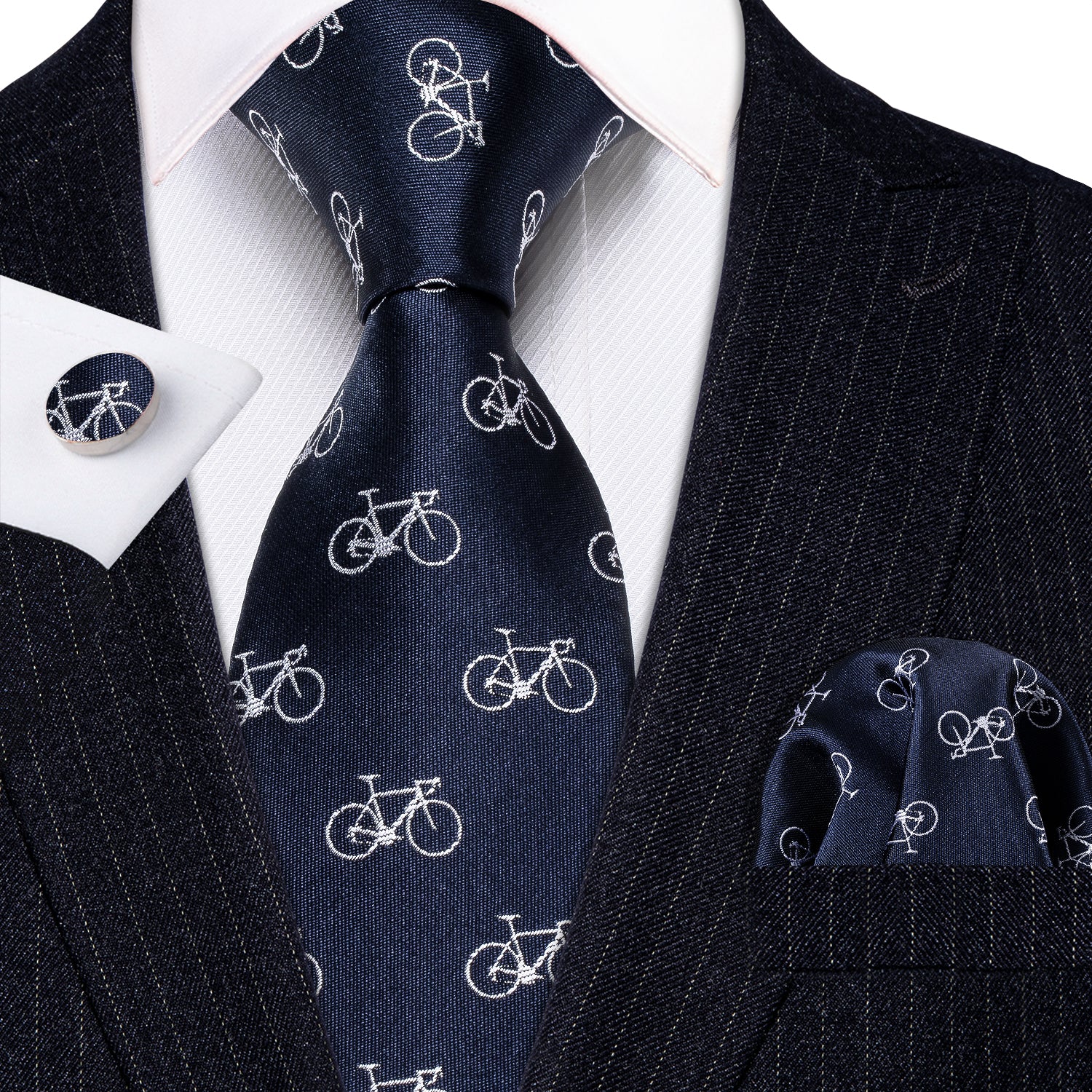 Black suir Mignight blue necktie 