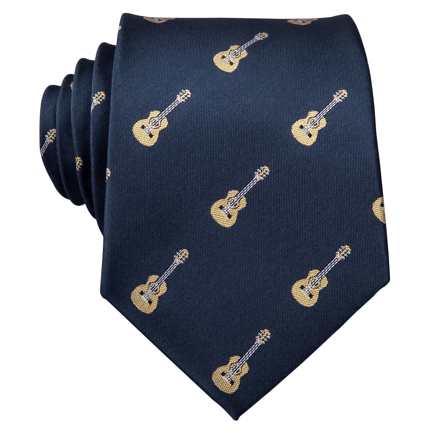 Guitar Blue Novelty Silk Men's Tie Hanky Cufflinks Set - barry-wang