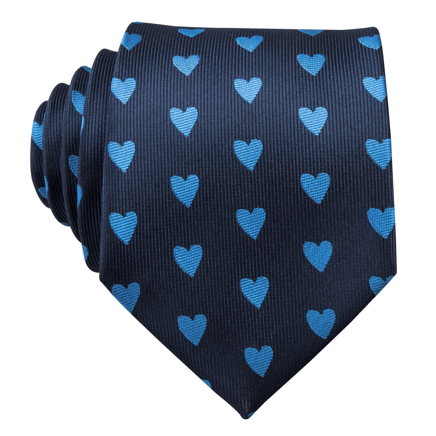 Blue Heart Novelty Silk Men's Tie Hanky Cufflinks Set - barry-wang