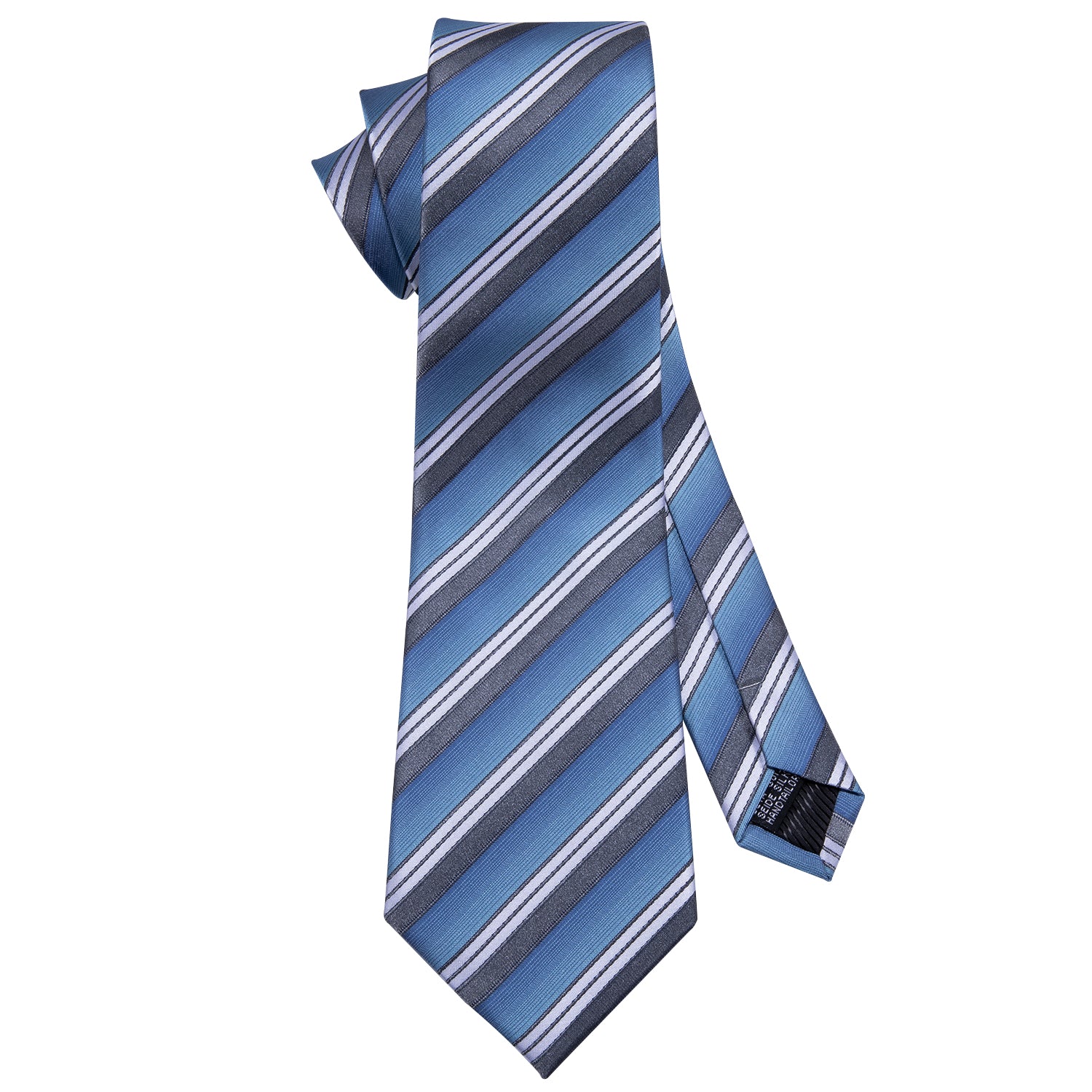 Sky Blue Neckties Striped Tie Pocket Square Cufflinks Set