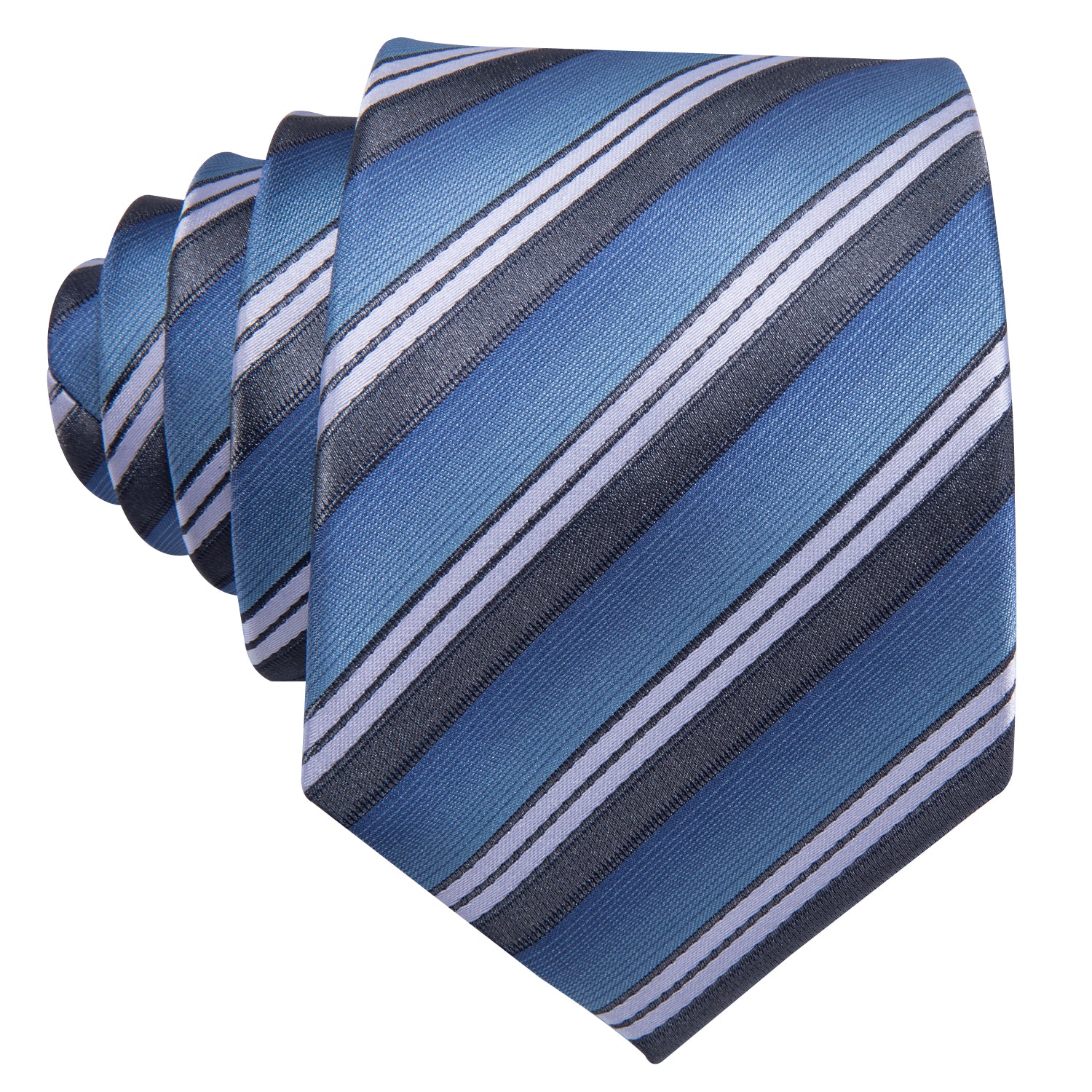 Sky Blue Neckties Striped Tie Pocket Square Cufflinks Set
