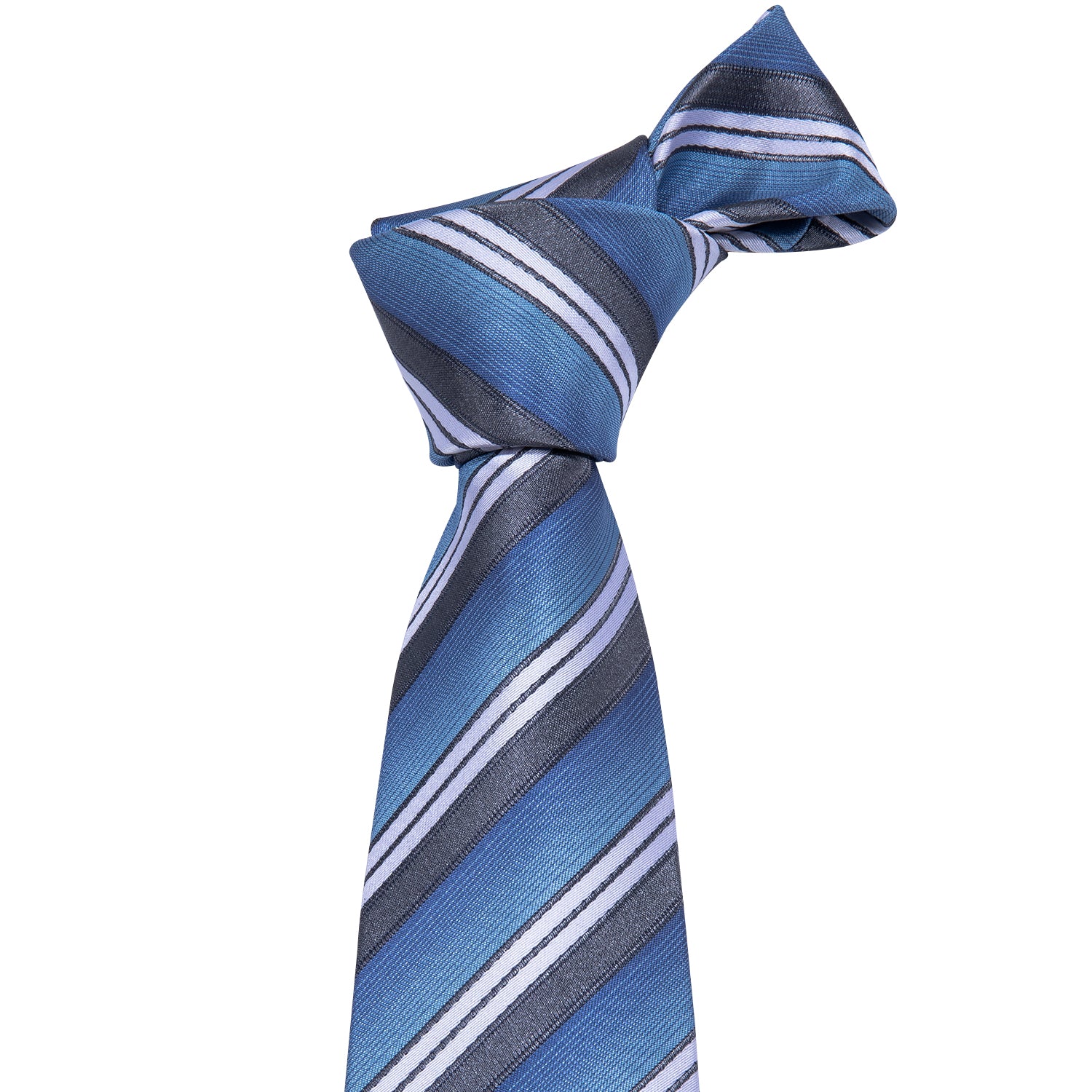 Blue Stripe Tie Pocket Square Cufflinks Set