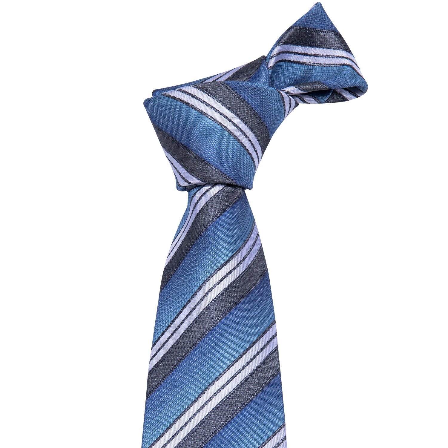 Sky Blue Neckties Striped Tie Pocket Square Cufflinks Set