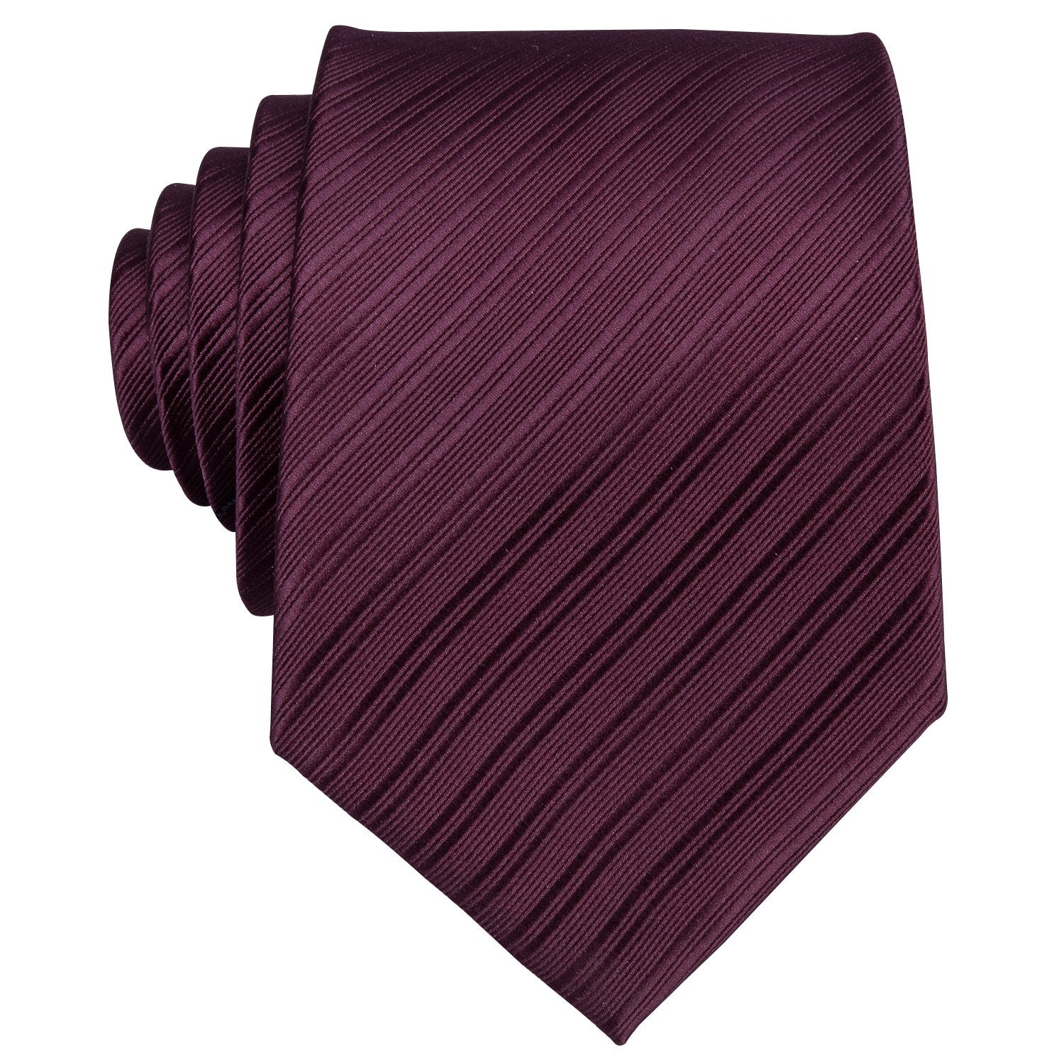Dark Red Narrow Striped Silk Men's Tie Hanky Cufflinks Set - barry-wang