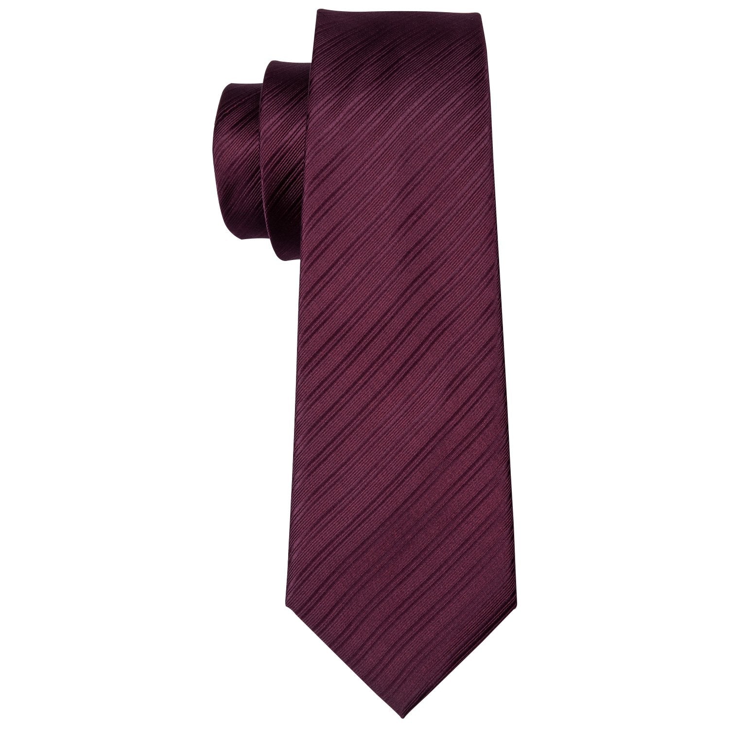 Dark Red Narrow Striped Silk Men's Tie Hanky Cufflinks Set - barry-wang
