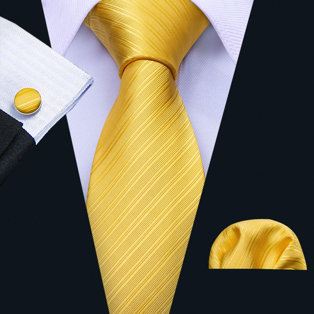 Mens gold yellow striped tie 