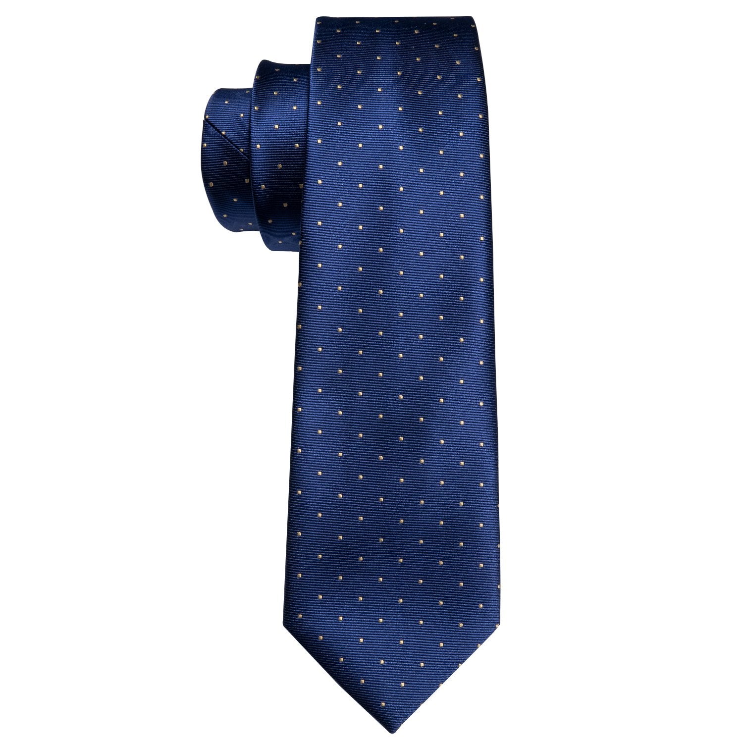 Navy Blue Polka Dot Silk Men's Tie Hanky Cufflinks Set - barry-wang