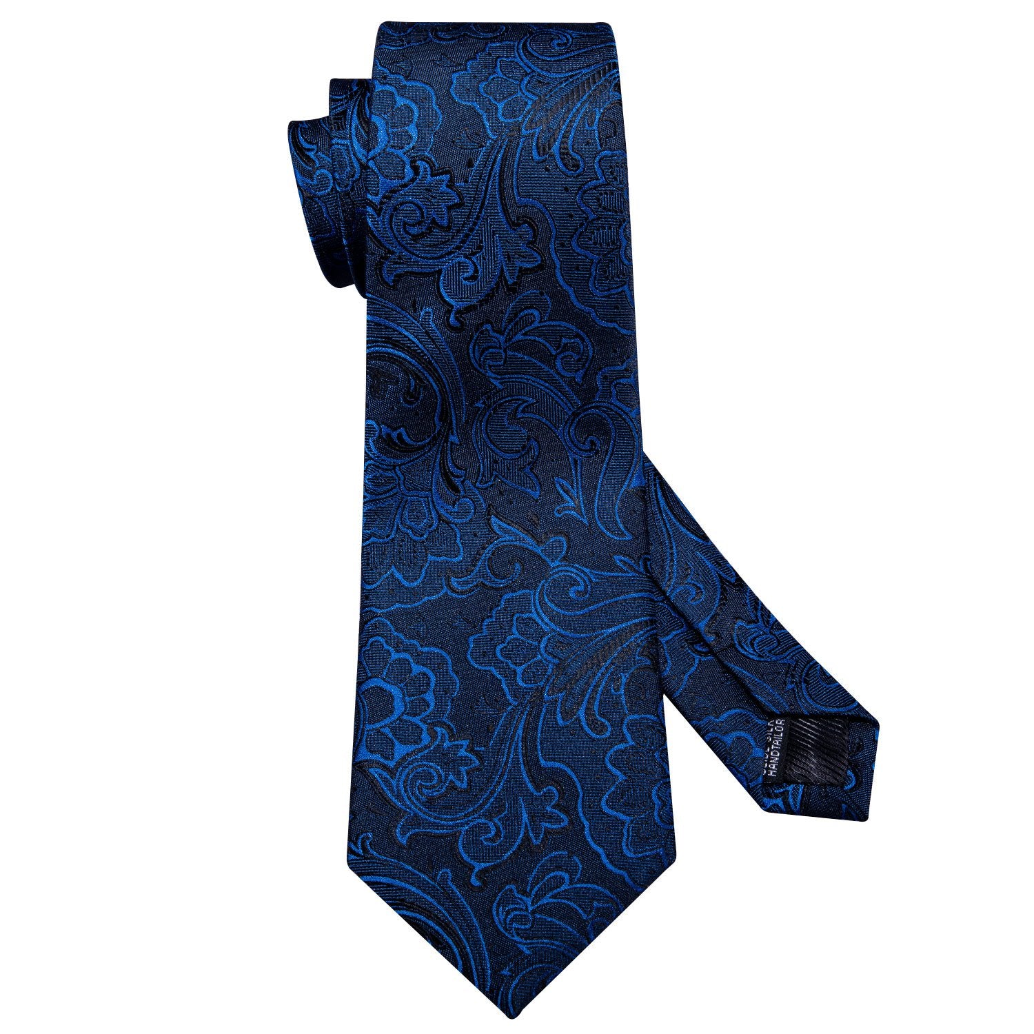 Deep Blue Floral Necktie Pocket Square Cufflinks Set - barry-wang