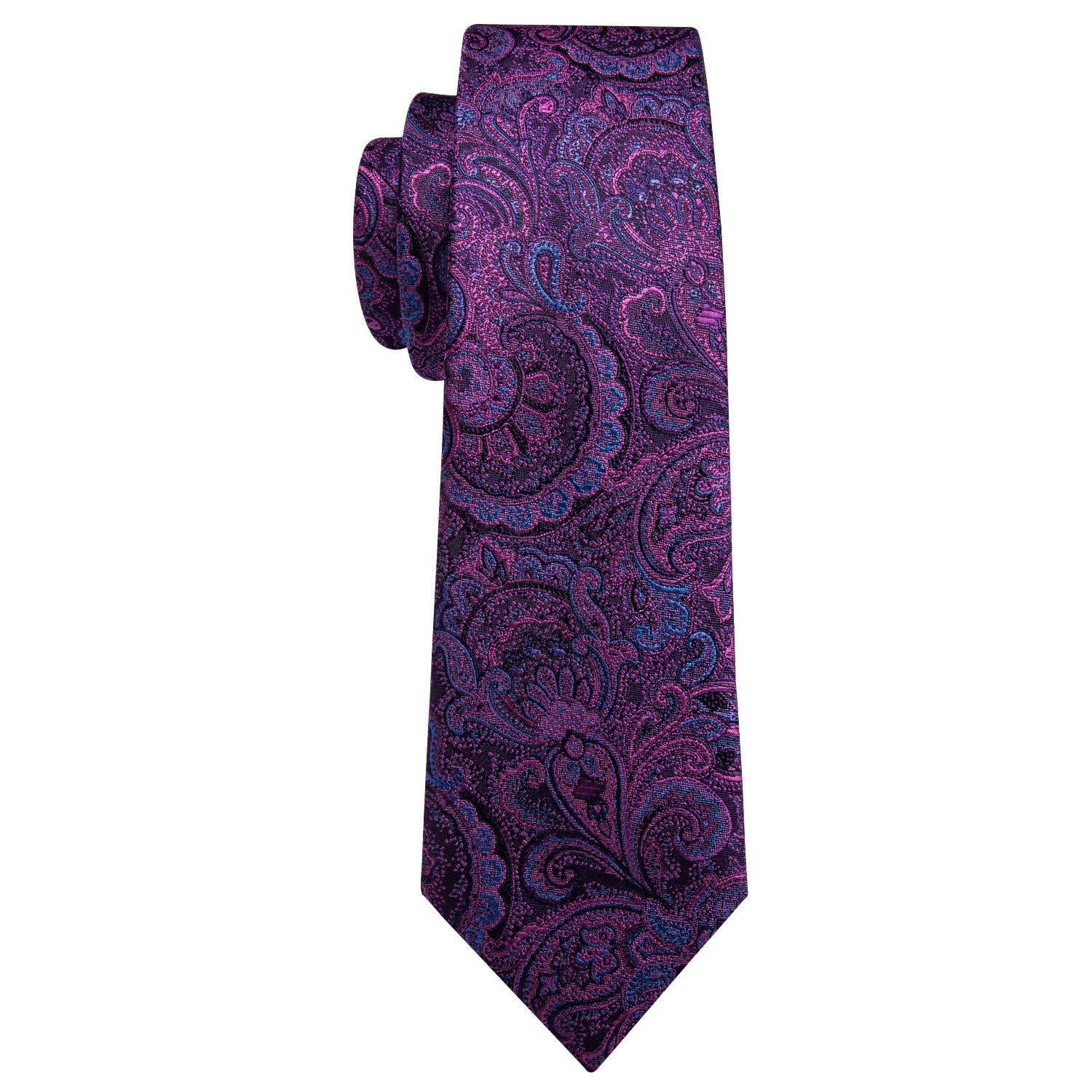 Purple Paisley  Necktie Pocket Square Cufflinks Set