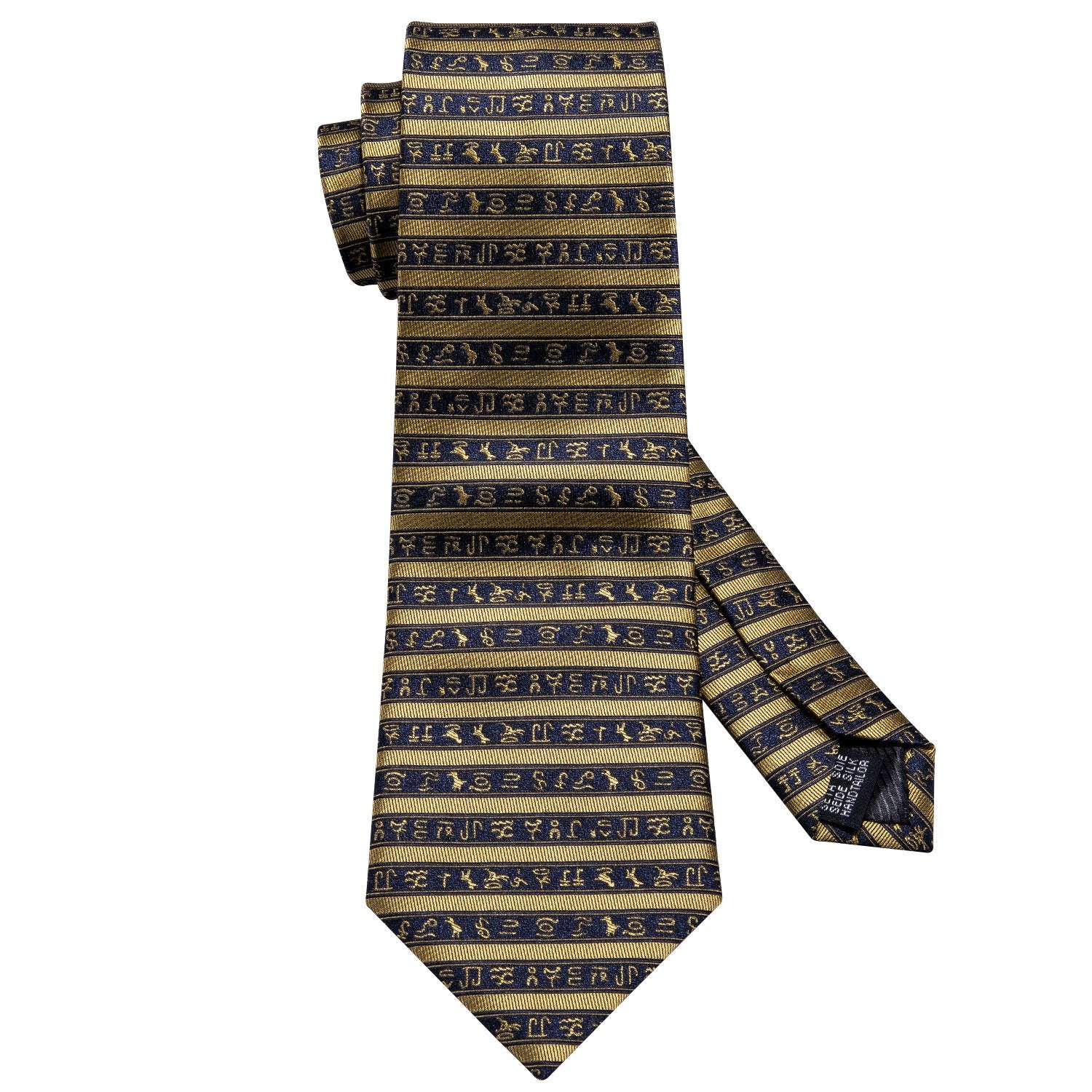 Black Yellow Striped Men's Necktie Pocket Square Cufflinks Set - barry-wang