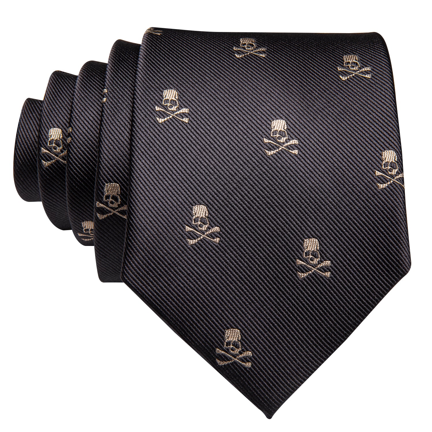 Barry.wang Gray Tie Novelty Halloween Skull Tie Hanky Cufflinks Set