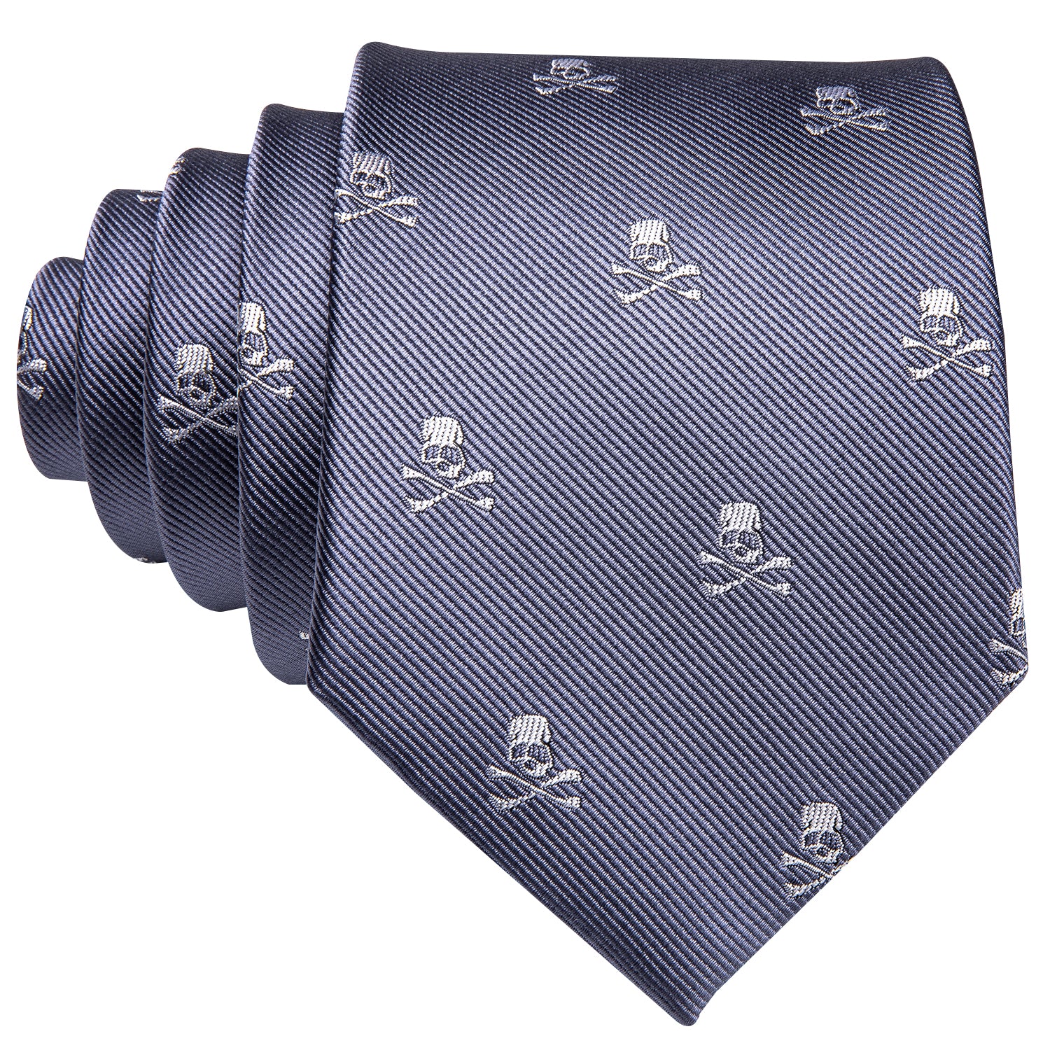 Black suit halloween tie Blue grey tie white jacquard  skull  festival necktie for fun 
