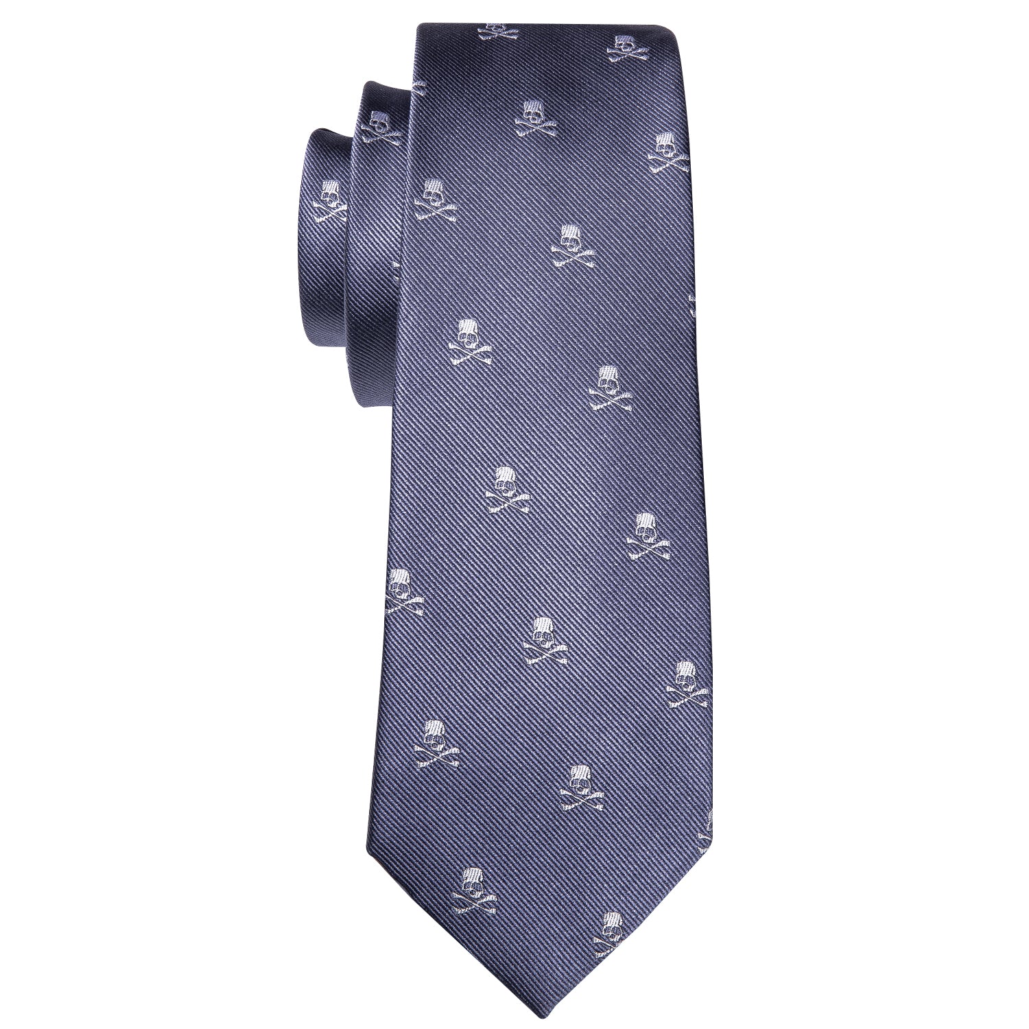 Black suit halloween tie Blue grey tie white jacquard  skull  festival necktie for fun 