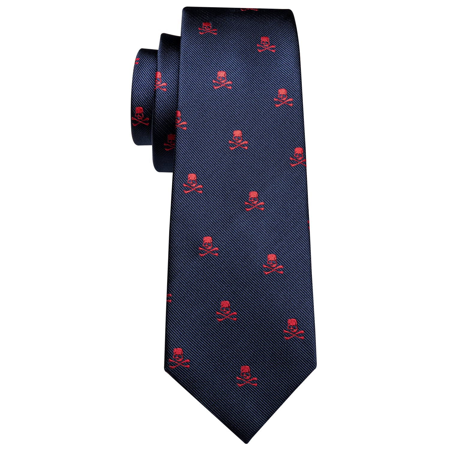 Novelty Red Skull Blue Tie Tie Hanky Cufflinks Set